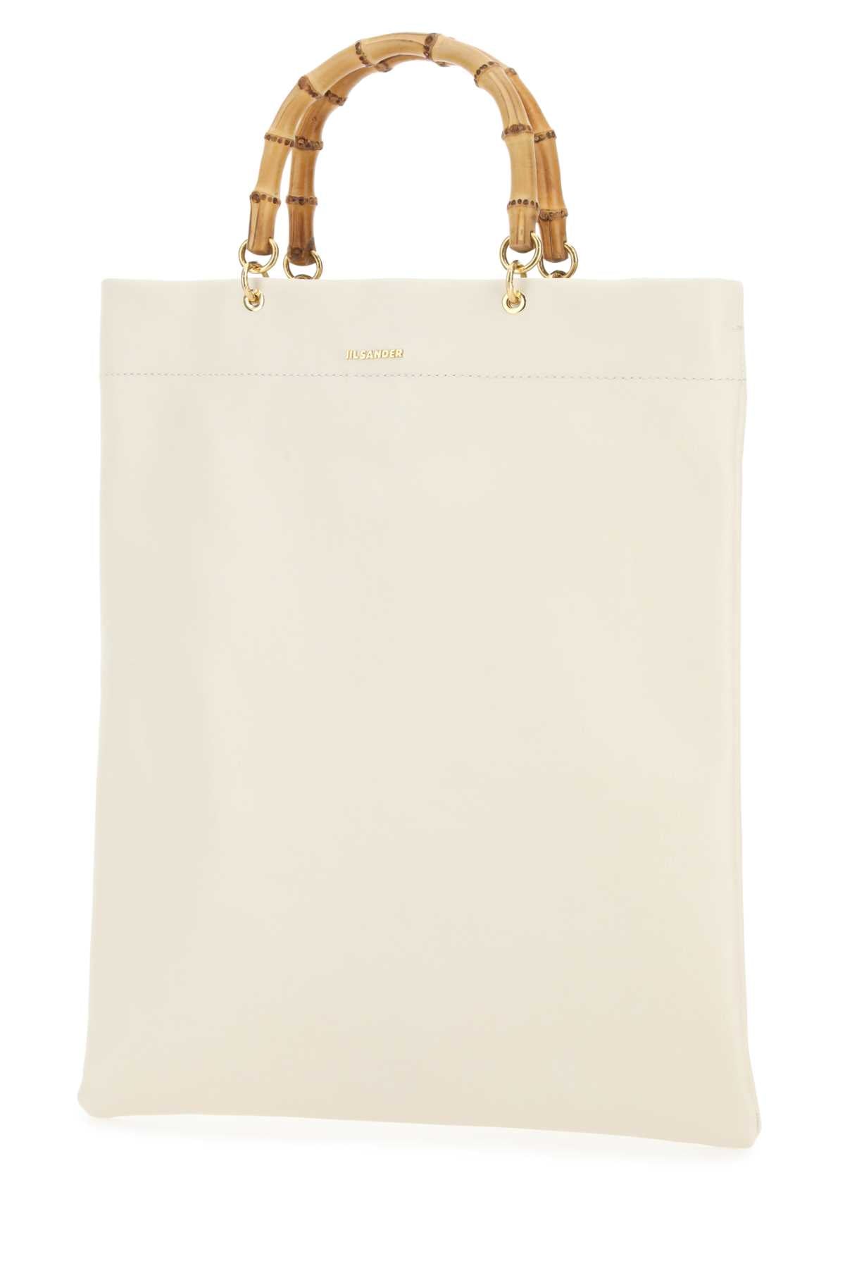 Jil Sander Women Ivory Leather Medium Shopping Bag by Luosophy