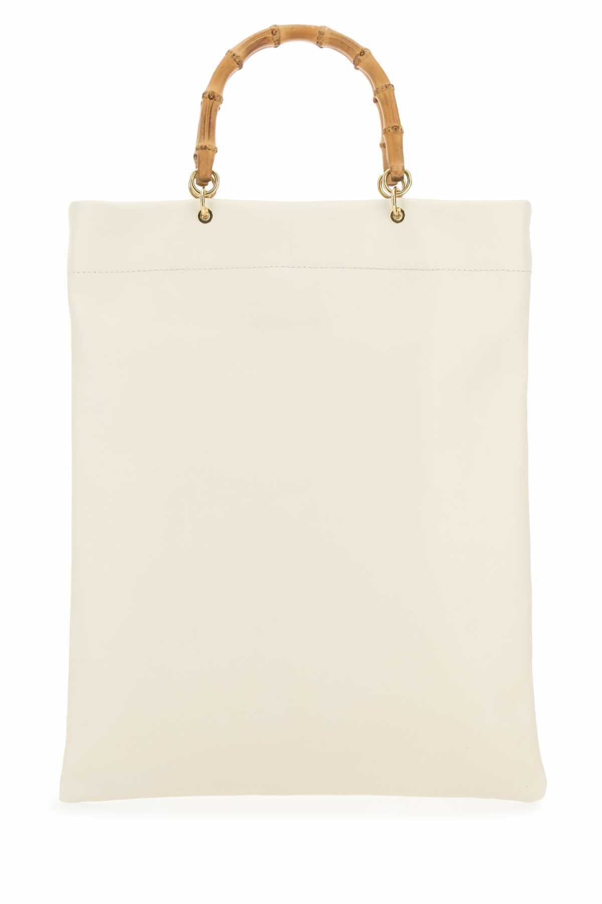 Jil Sander Women Ivory Leather Medium Shopping Bag DestGlow