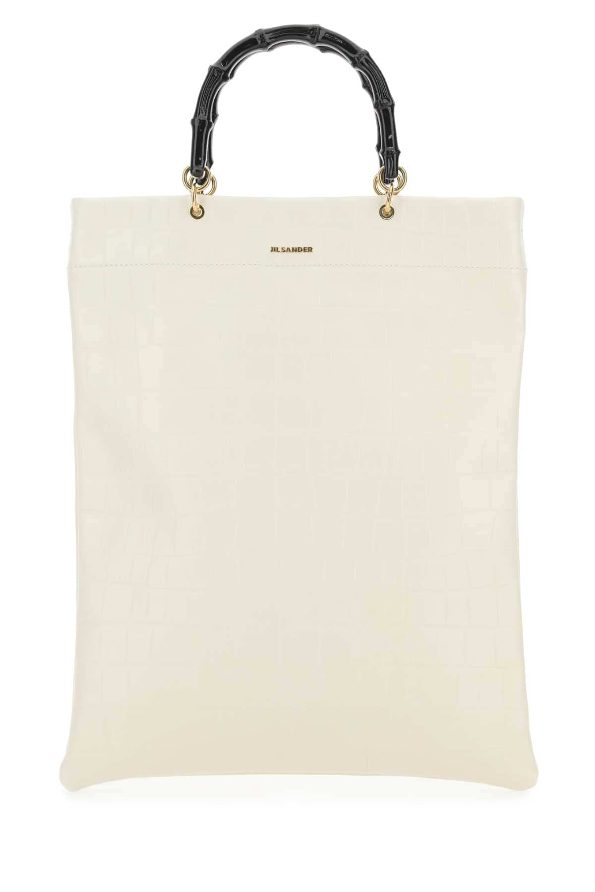 Jil Sander Women Ivory Leather Medium Shopping Bag DestGlow