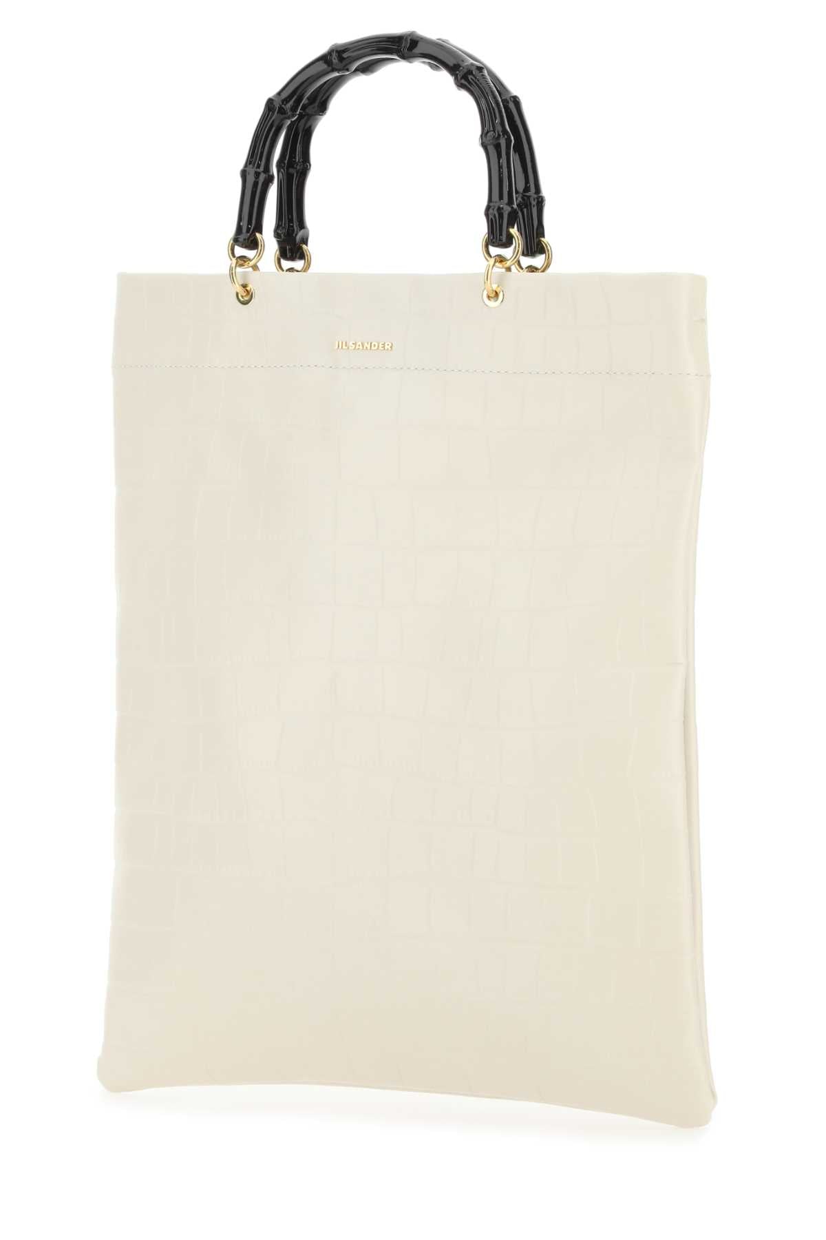 Jil Sander Women Ivory Leather Medium Shopping Bag DestGlow