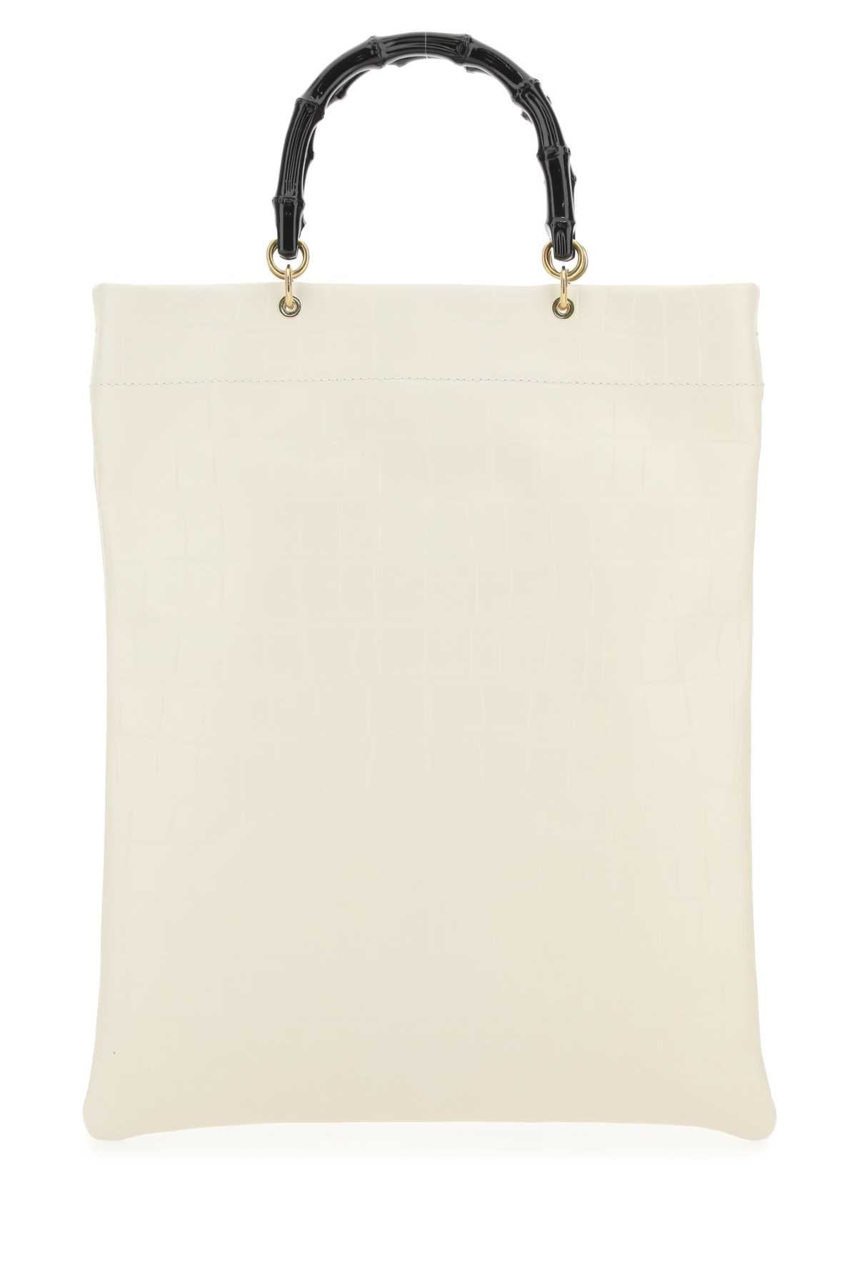 Jil Sander Women Ivory Leather Medium Shopping Bag DestGlow
