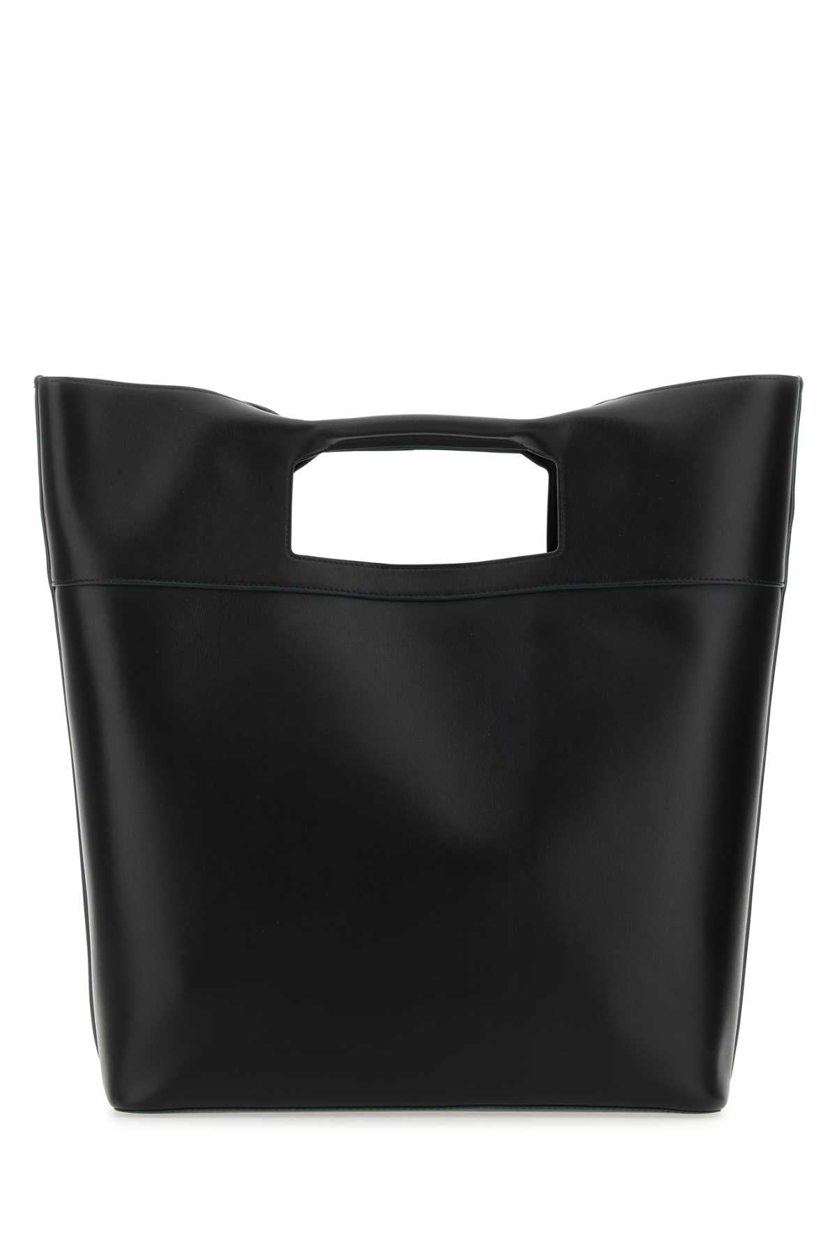 Alexander Mcqueen Men Black Leather The Square Bow Shopping Bag DestGlow