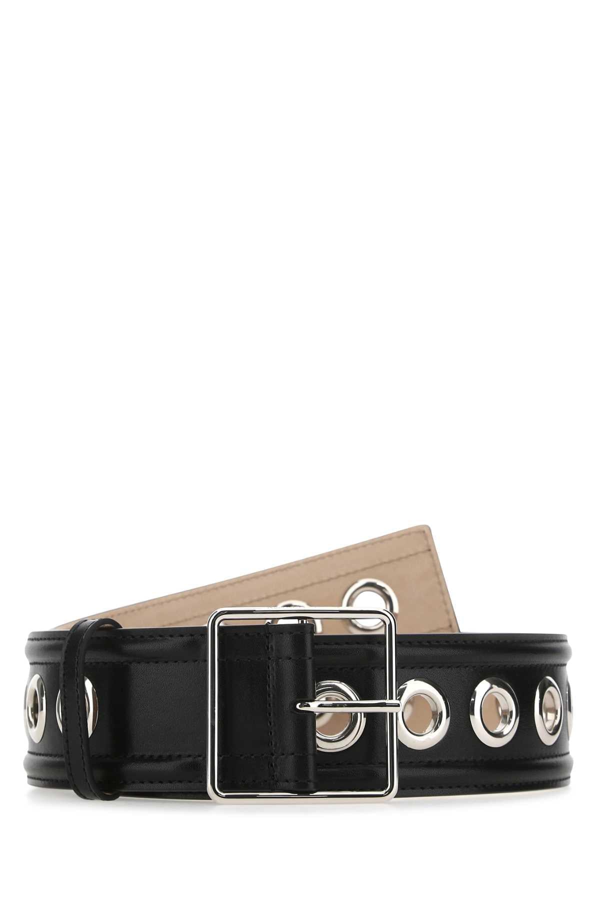 Alexander Mcqueen Women Black Leather Belt DestGlow