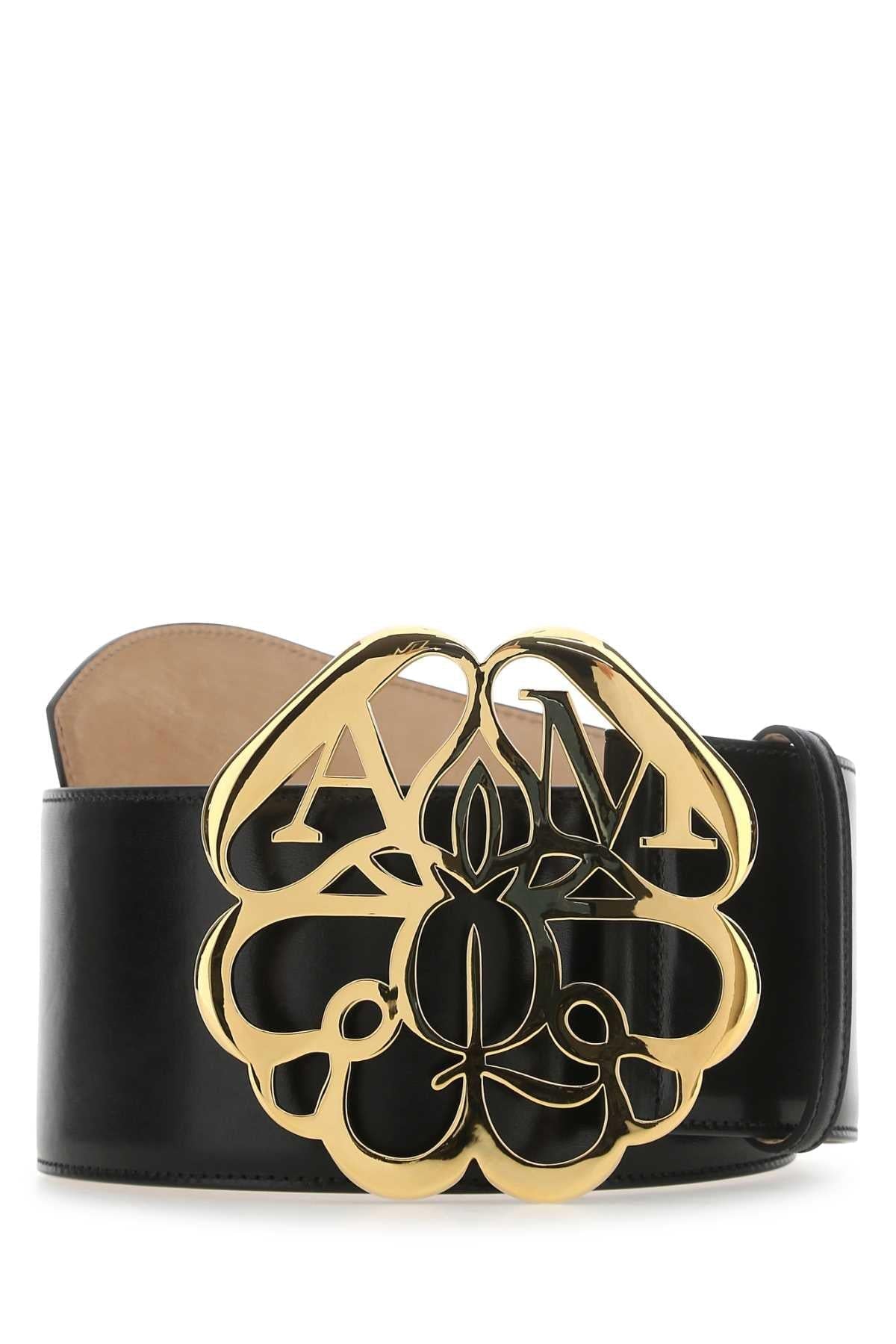 Alexander Mcqueen Women Black Leather Belt DestGlow