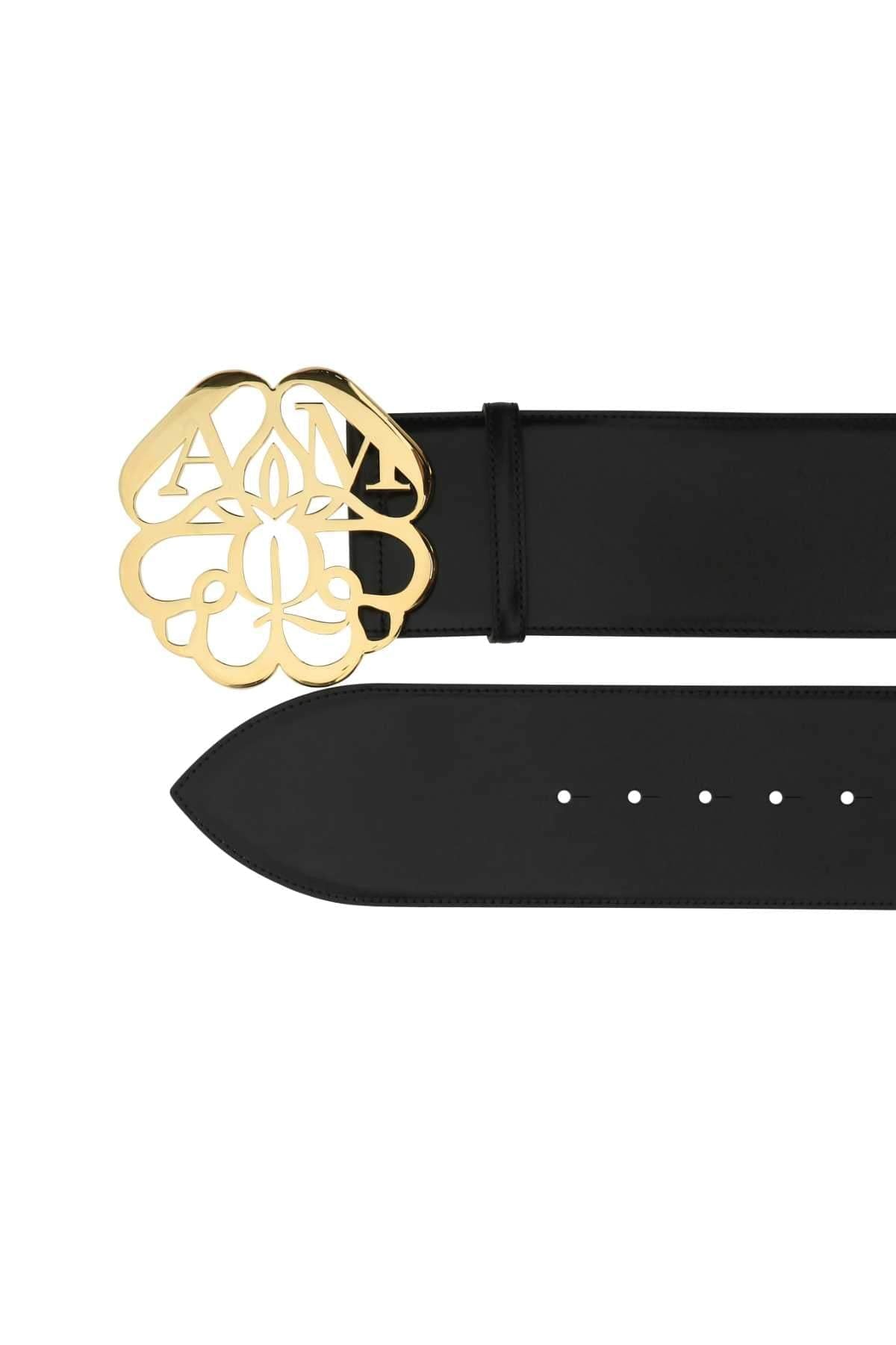 Alexander Mcqueen Women Black Leather Belt DestGlow