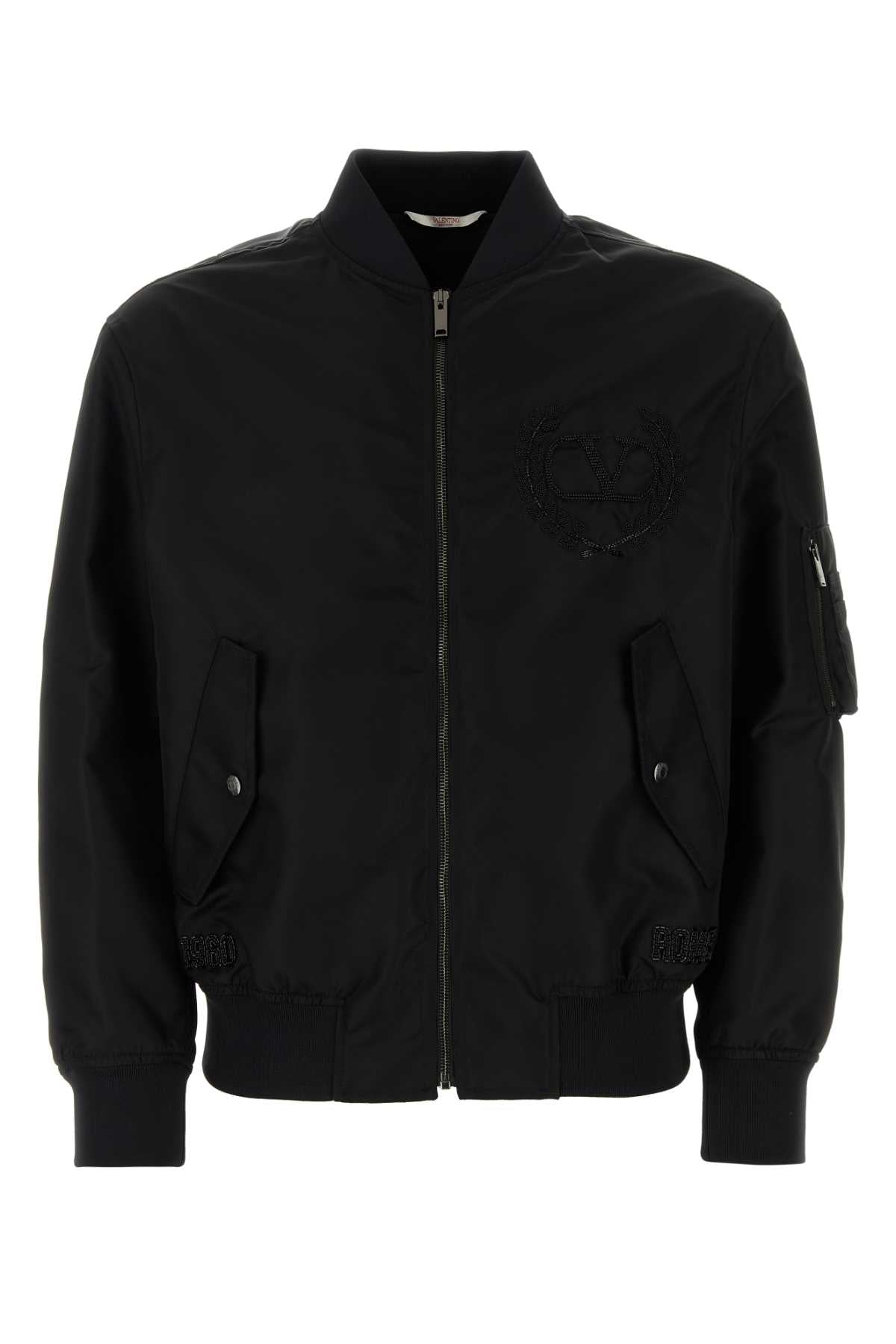 Valentino Garavani Men Black Nylon Bomber Jacket by Luosophy