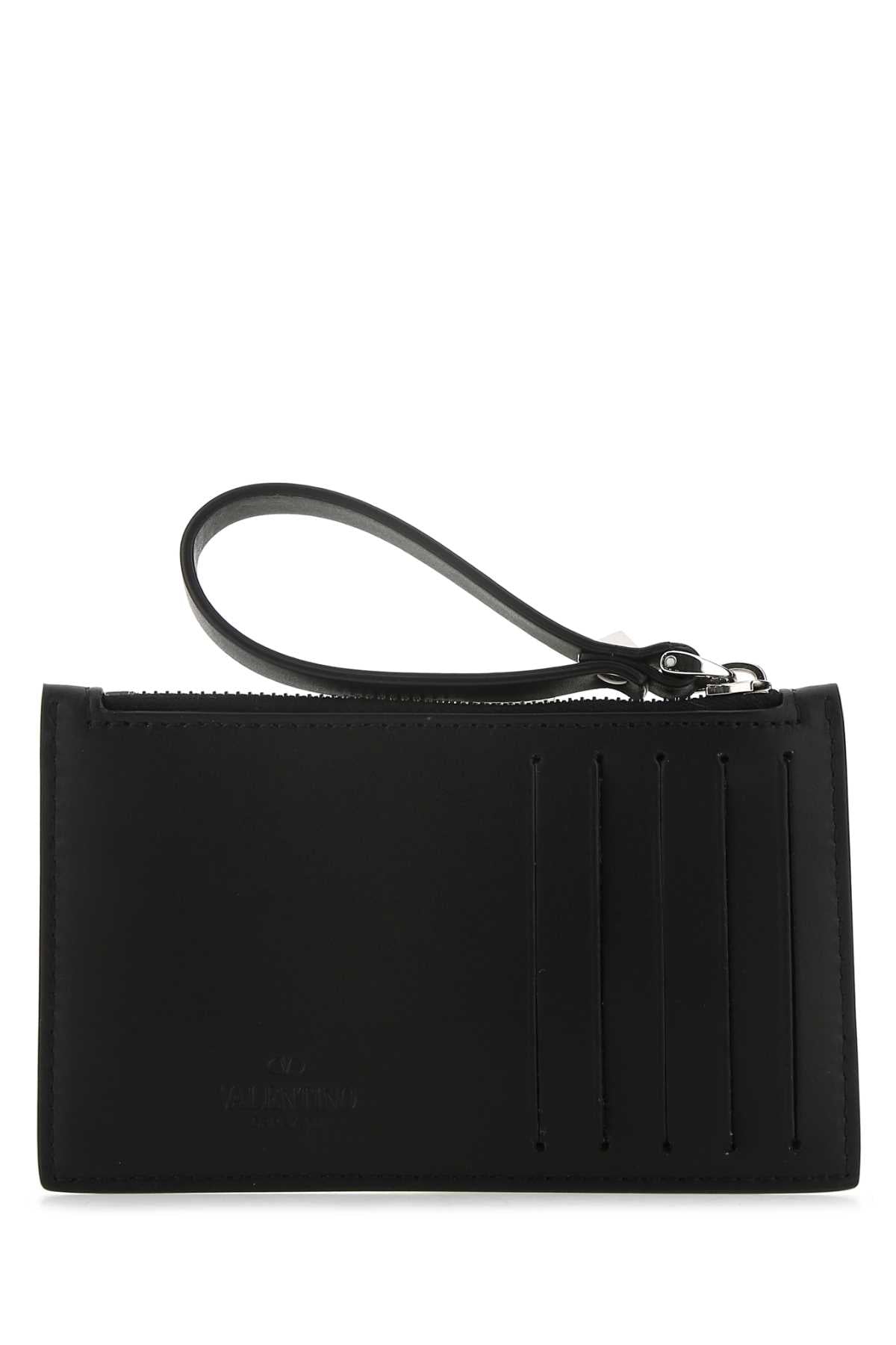 Valentino Garavani Men Black Leather Card Holder by Luosophy