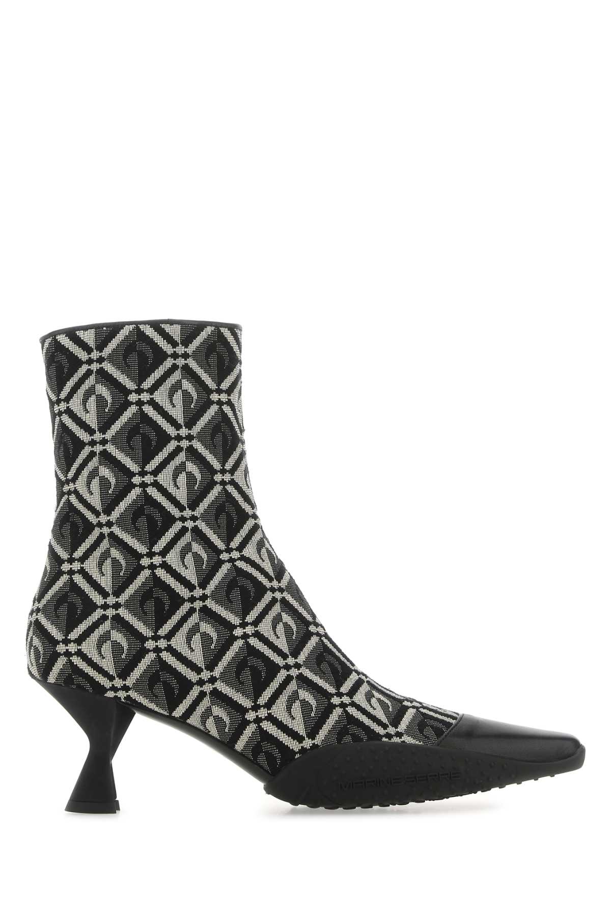 Marine Serre Women Embroidered Cotton Blend Moon Diamant Ankle Boots