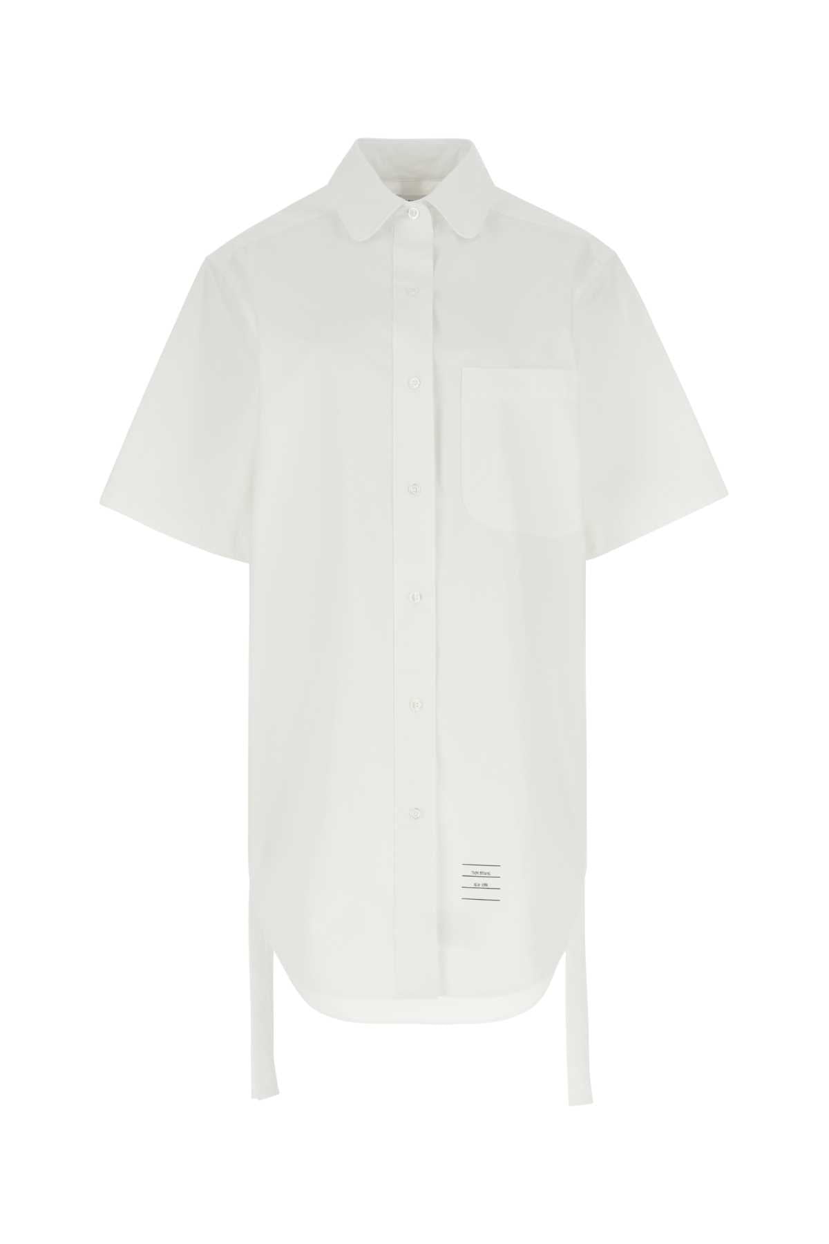 Thom Browne Women White Poplin Shirt Mini Dress DestGlow