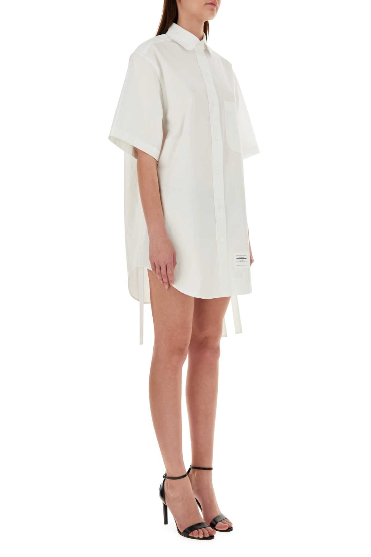 Thom Browne Women White Poplin Shirt Mini Dress DestGlow