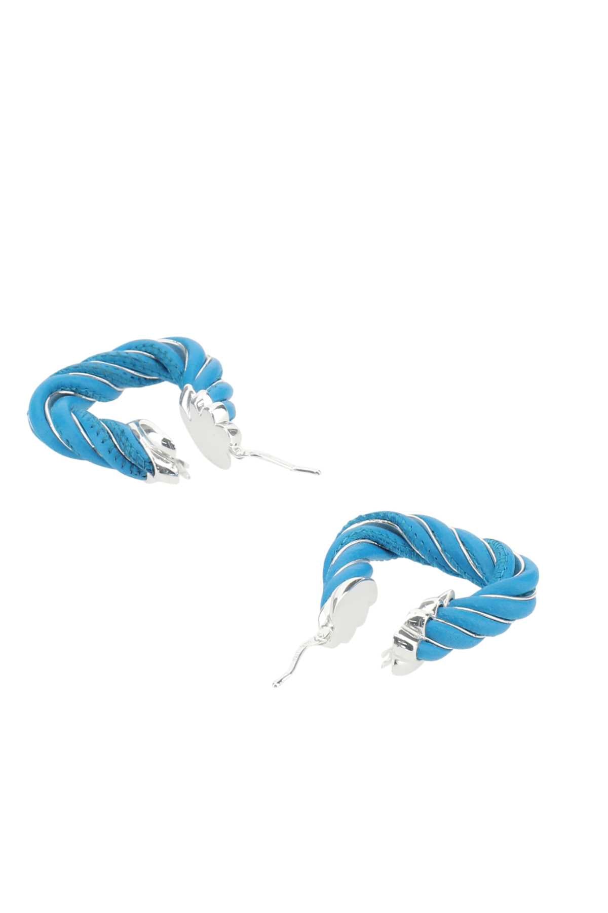 Bottega Veneta Women Light-Blue Nappa Leather And 925 Silver Twist Triangle Earrings by Luosophy