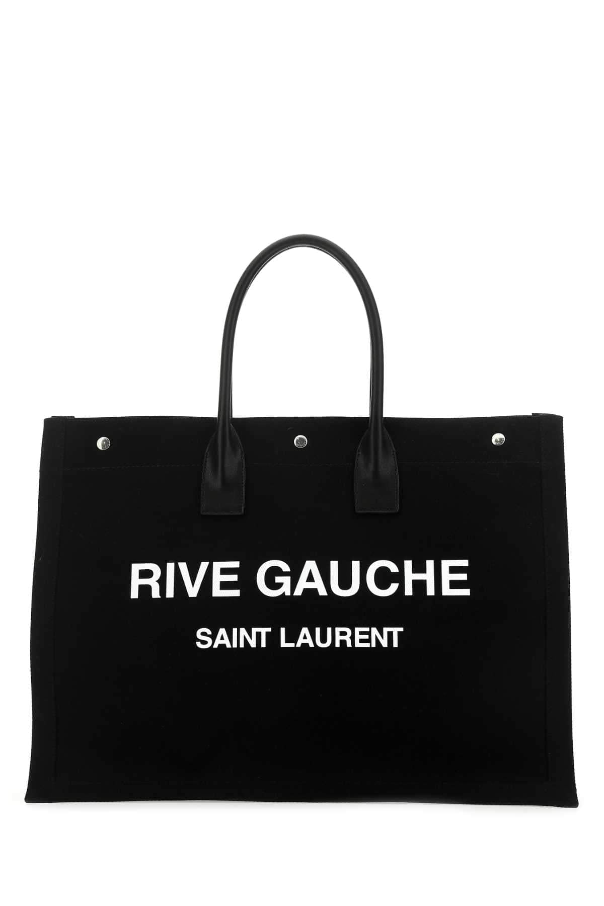 Saint Laurent Men Black Canvas Large Rive Gauche Shopping Bag DestGlow