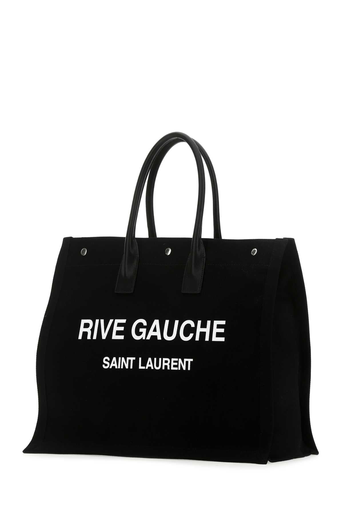 Saint Laurent Men Black Canvas Large Rive Gauche Shopping Bag DestGlow