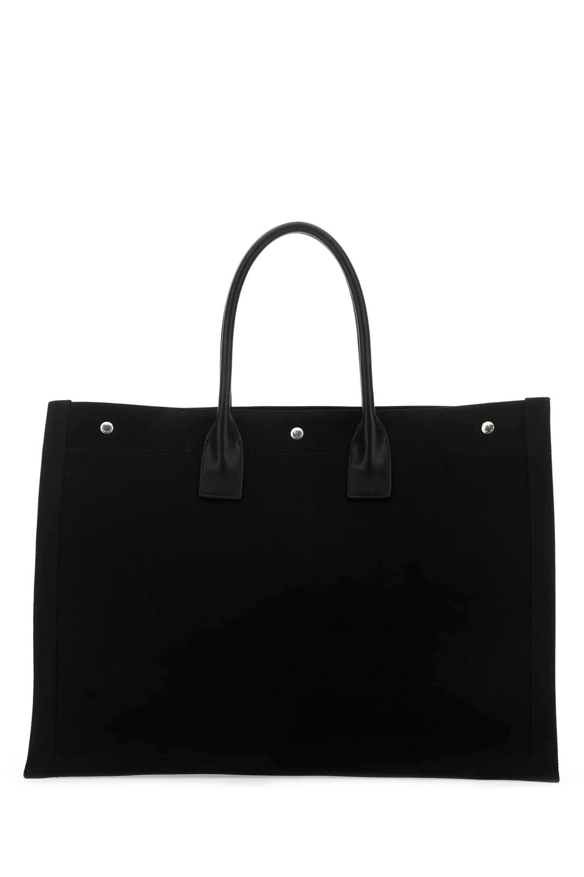 Saint Laurent Men Black Canvas Large Rive Gauche Shopping Bag DestGlow
