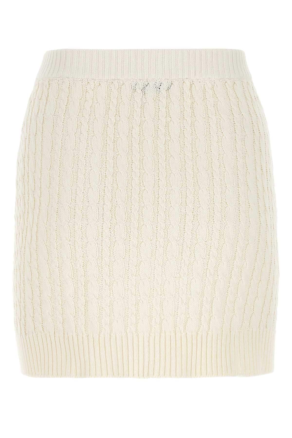 Prada Women Ivory Cotton Blend Mini Skirt DestGlow