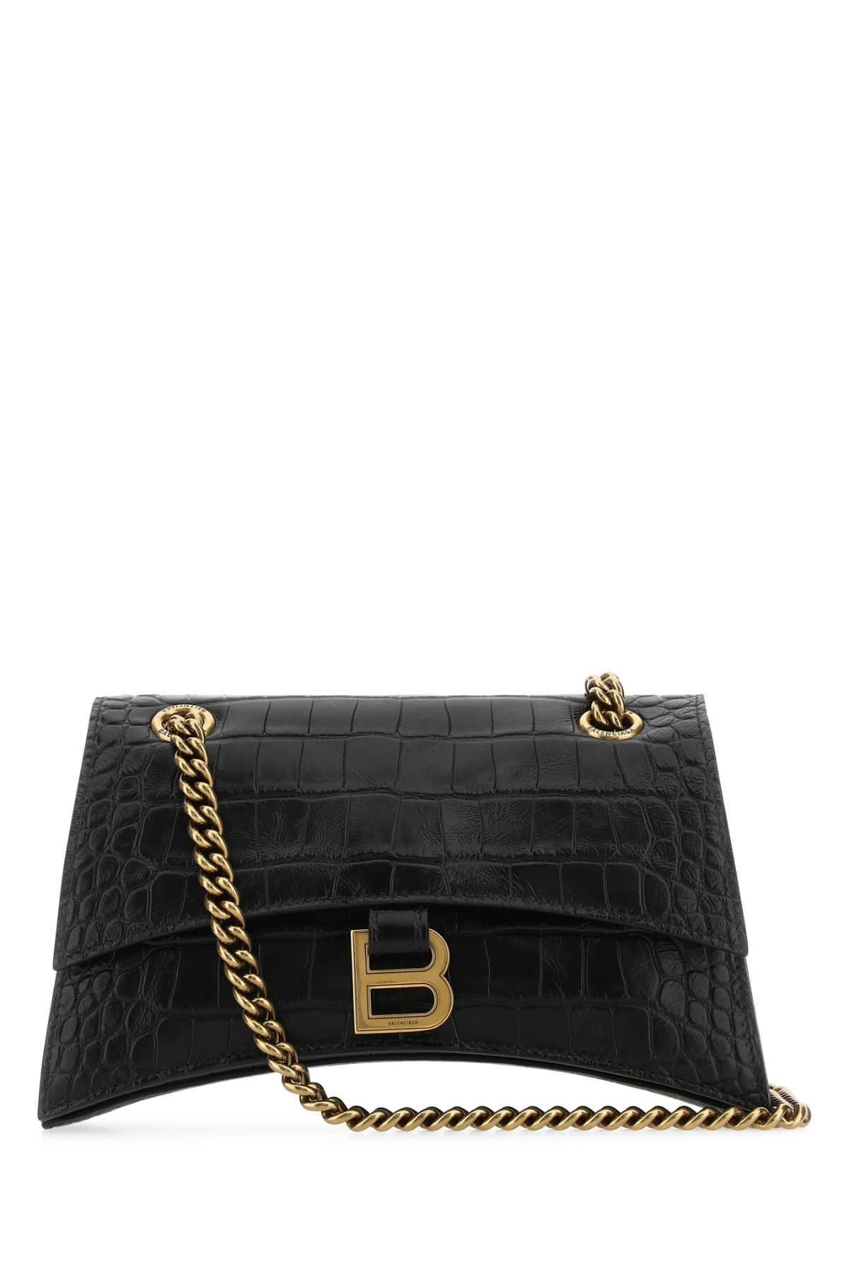 Balenciaga Women Black Leather Crush S Shoulder Bag DestGlow