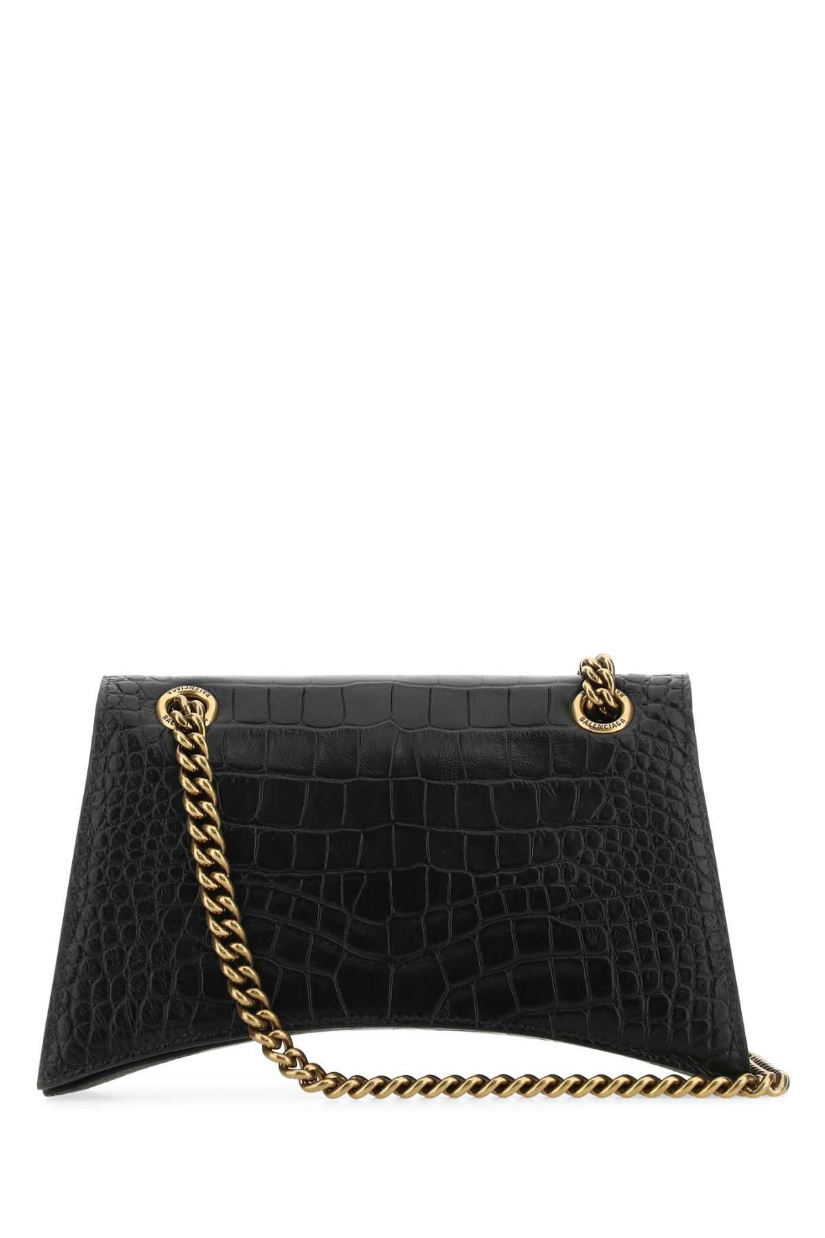 Balenciaga Women Black Leather Crush S Shoulder Bag DestGlow