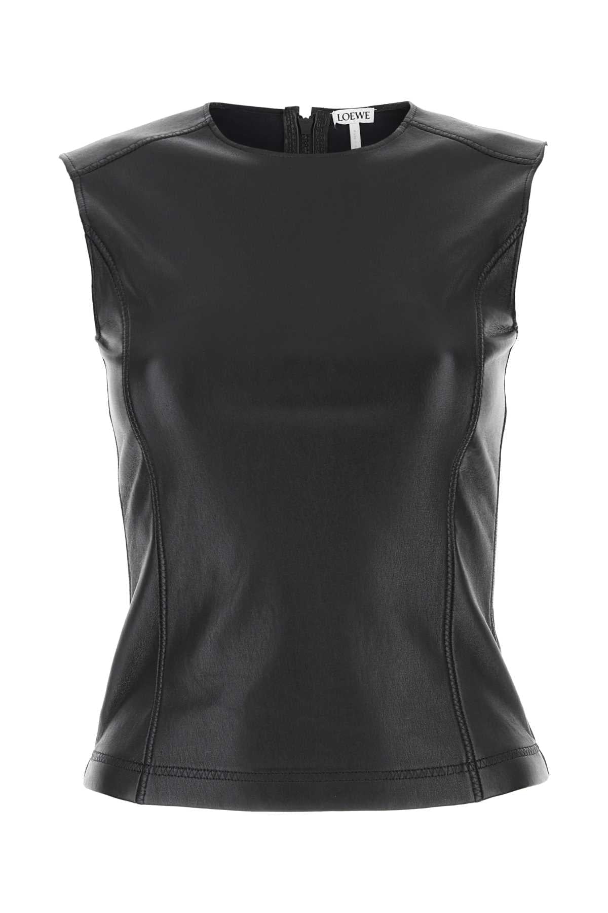 Loewe Women Black Leather And Fabric Top DestGlow
