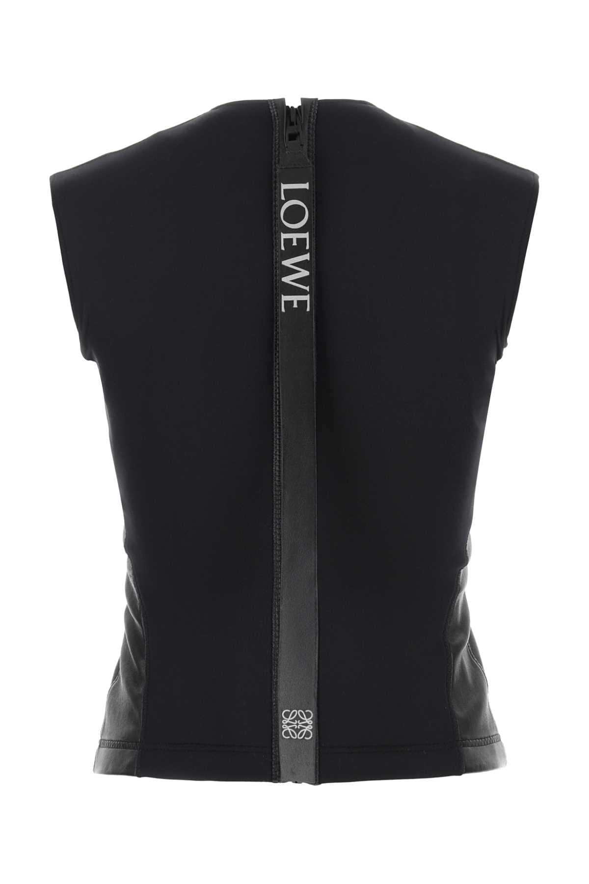 Loewe Women Black Leather And Fabric Top DestGlow
