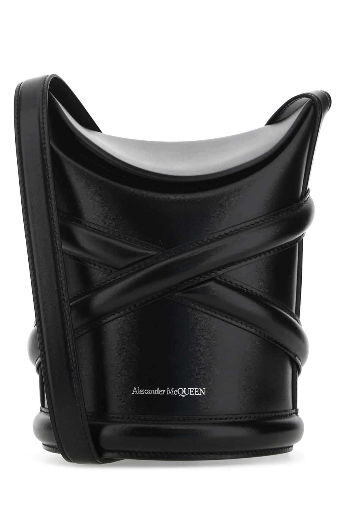 Alexander Mcqueen Women Black Leather The Curve Bucket Bag DestGlow