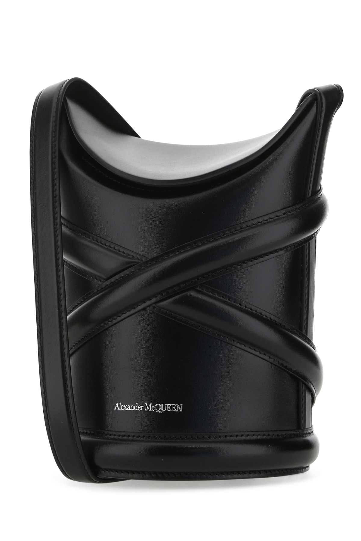 Alexander Mcqueen Women Black Leather The Curve Bucket Bag by Luosophy