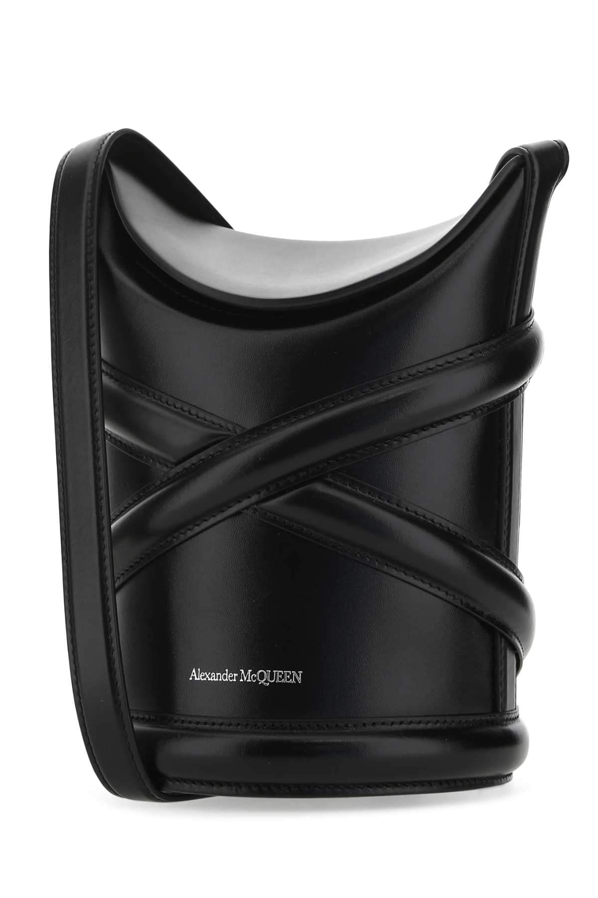 Alexander Mcqueen Women Black Leather The Curve Bucket Bag DestGlow