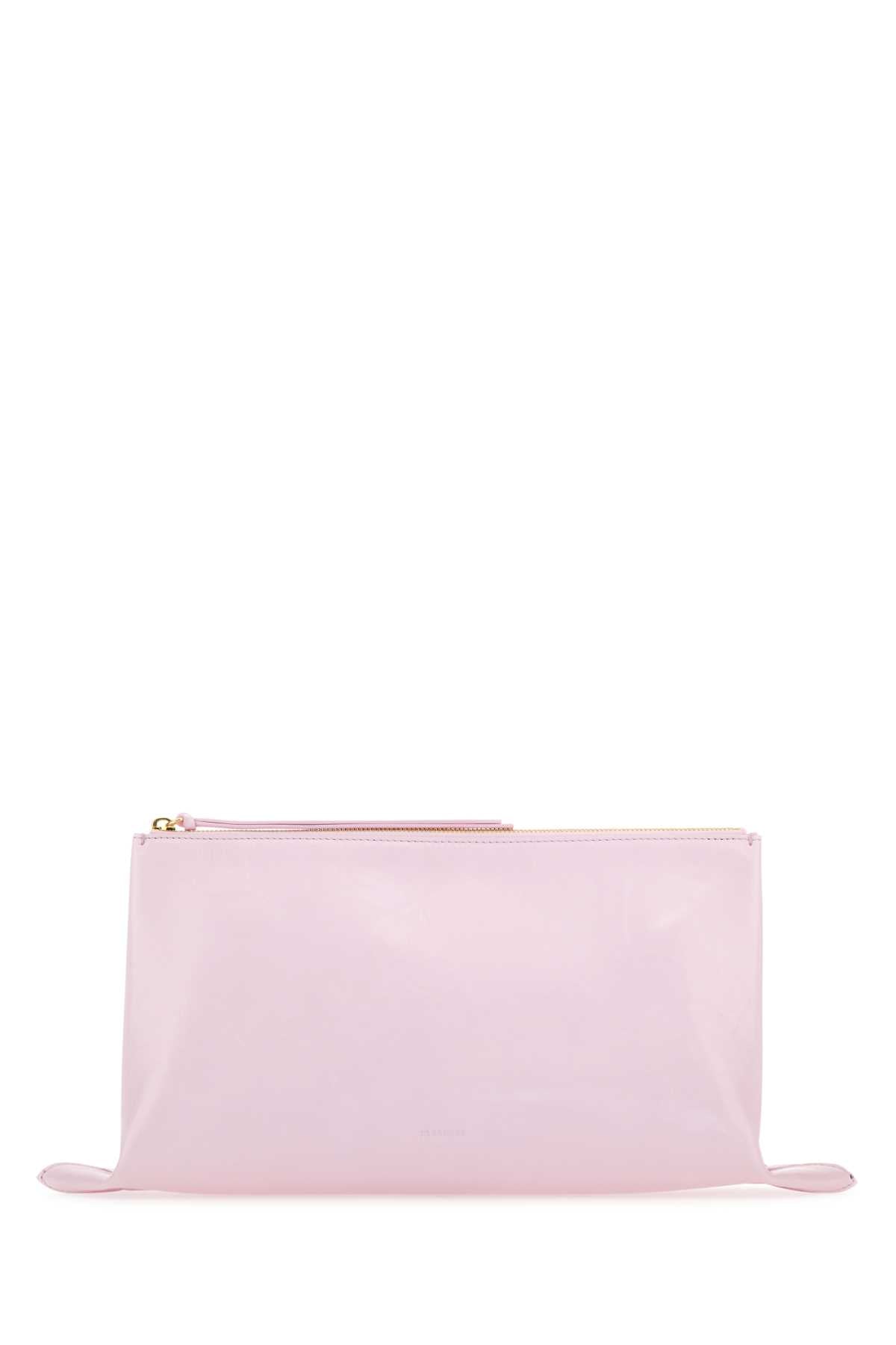 Jil Sander Women Pastel Pink Leather Medium Clutch DestGlow