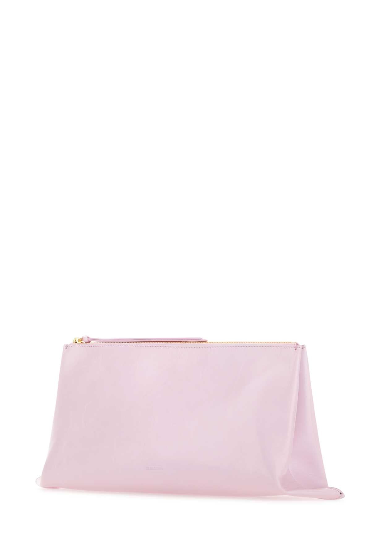 Jil Sander Women Pastel Pink Leather Medium Clutch DestGlow