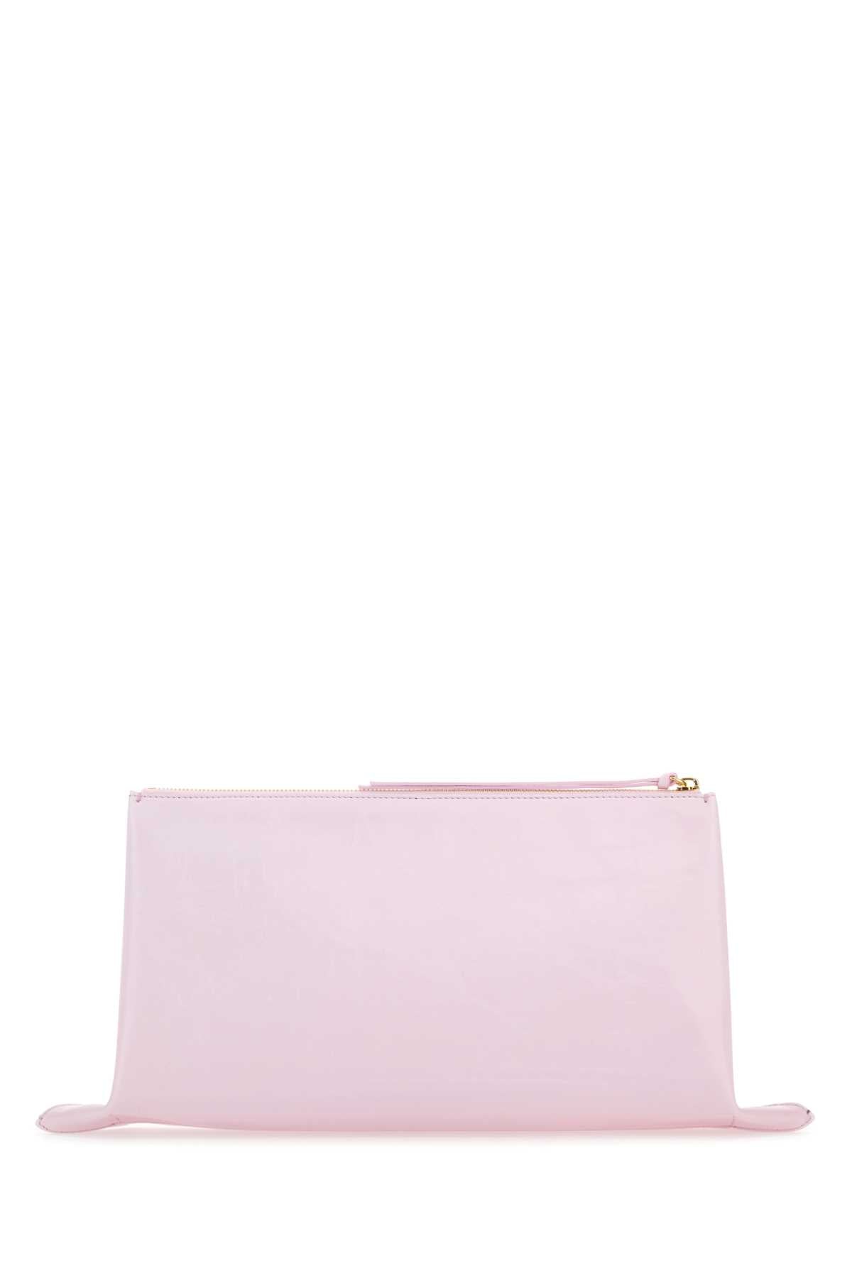 Jil Sander Women Pastel Pink Leather Medium Clutch DestGlow