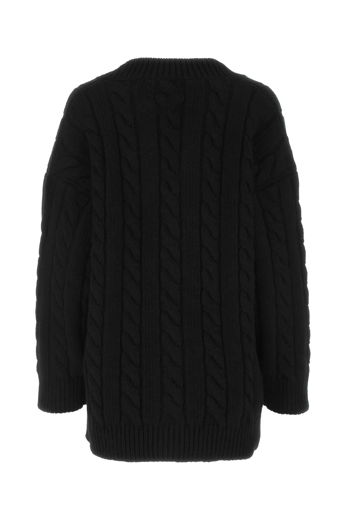 Prada Women Black Wool Blend Oversize Cardigan by Luosophy