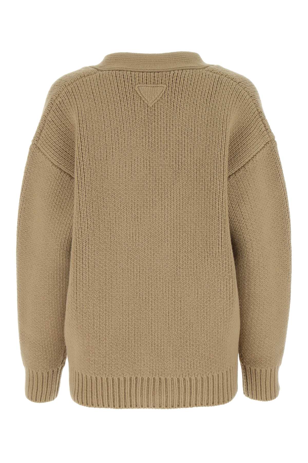 Prada Women Cappuccino Wool Blend Oversize Cardigan by Luosophy