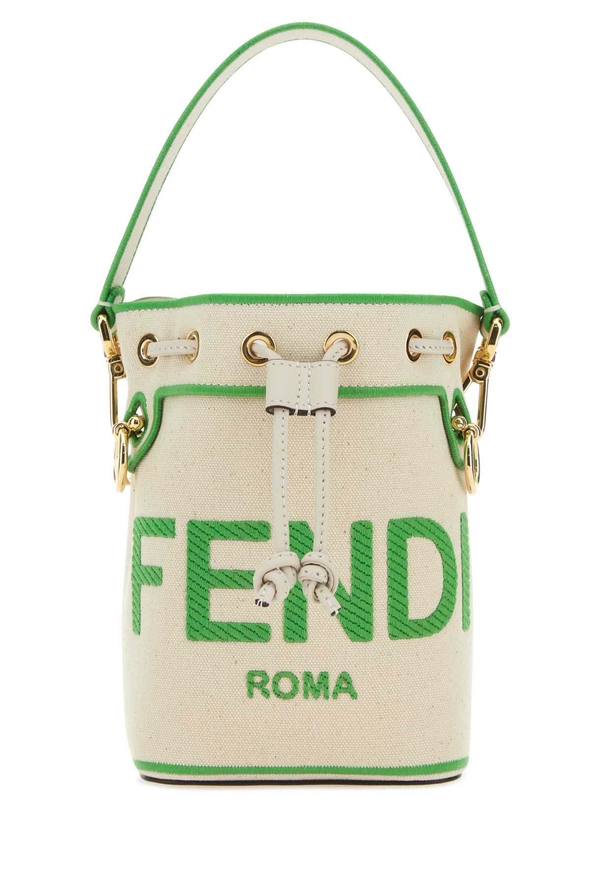 Fendi Women Sand Canvas Mini Mon Tresor Bucket Bag by Luosophy