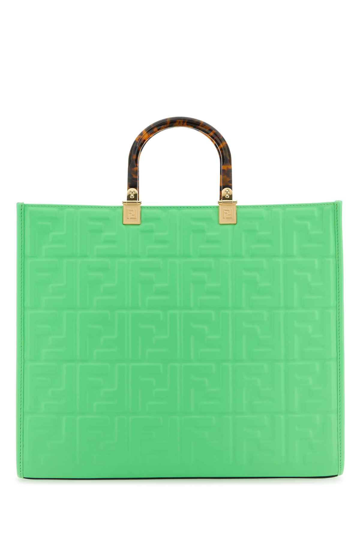 Fendi Women Green Leather Medium Sunshine Shopping Bag DestGlow