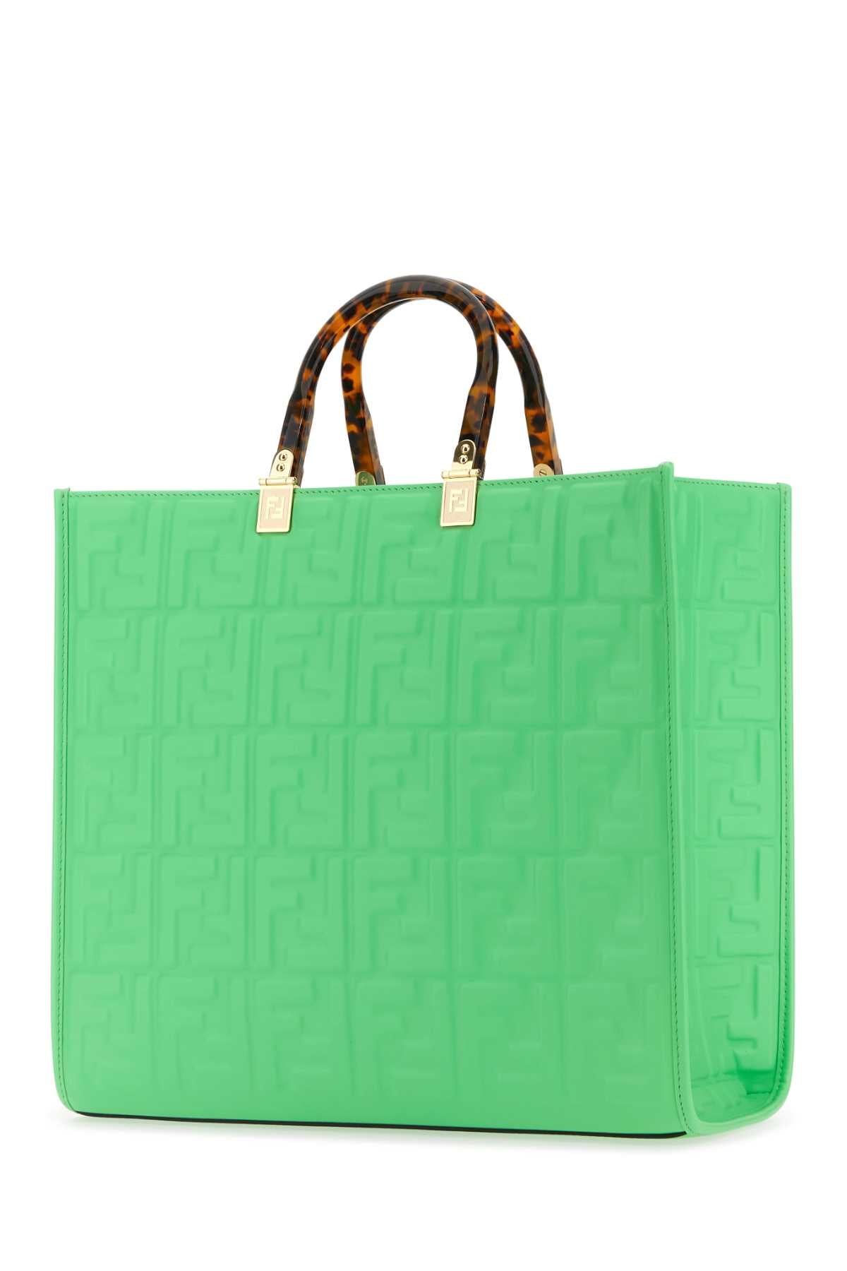 Fendi Women Green Leather Medium Sunshine Shopping Bag DestGlow