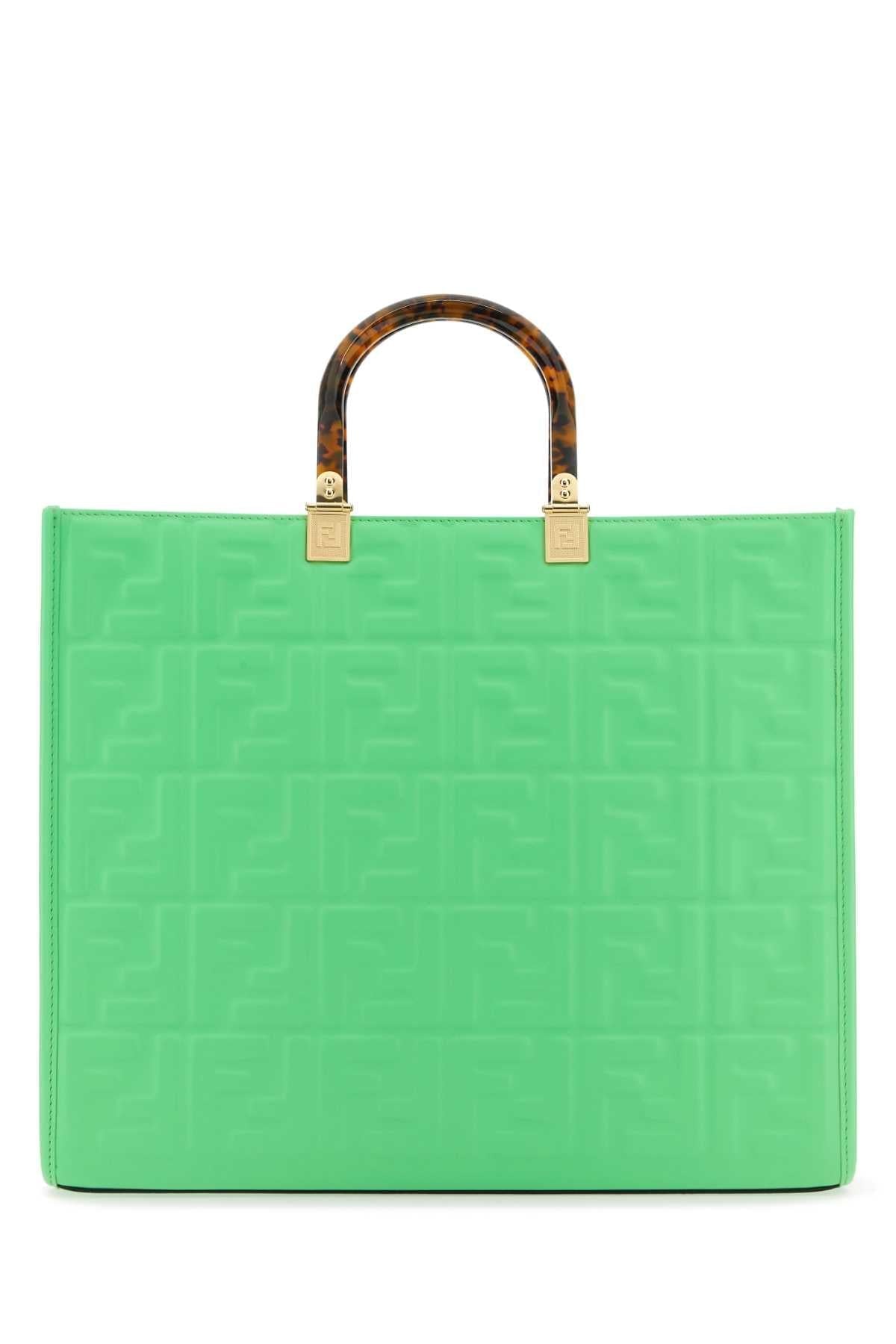 Fendi Women Green Leather Medium Sunshine Shopping Bag DestGlow