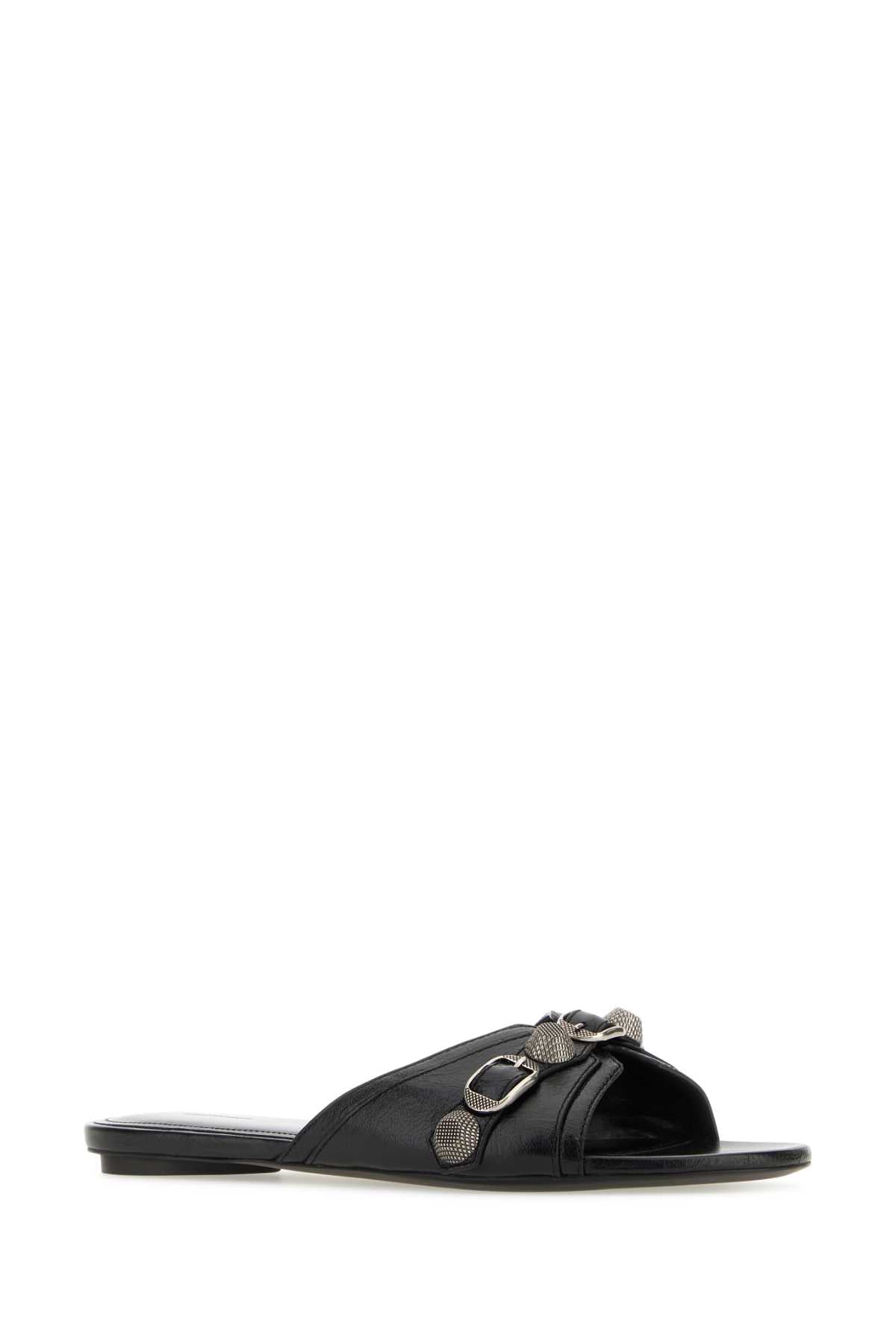 Balenciaga Women Black Leather Slippers by Luosophy