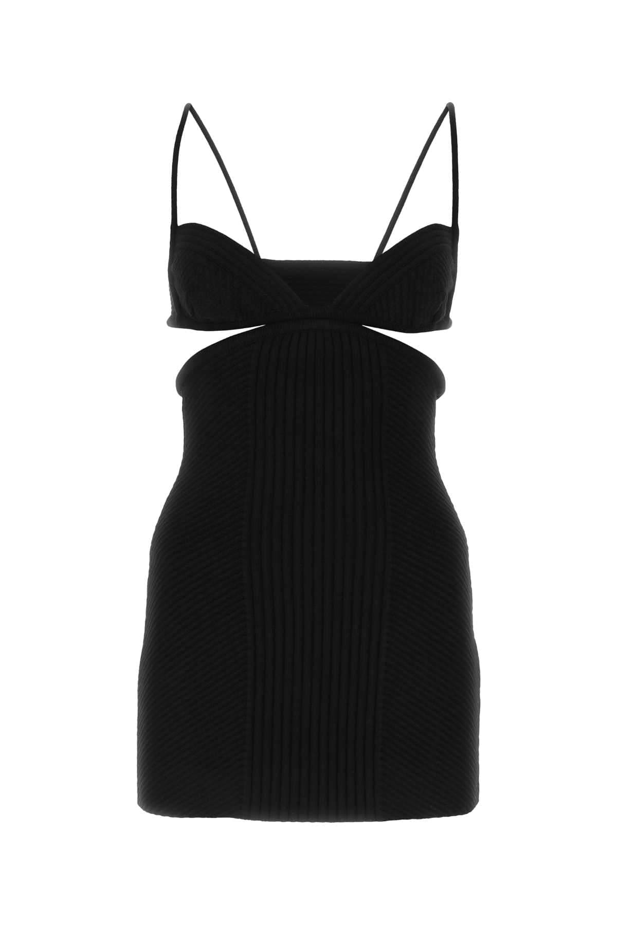 Off White Women Black Viscose Blend Mini Dress DestGlow