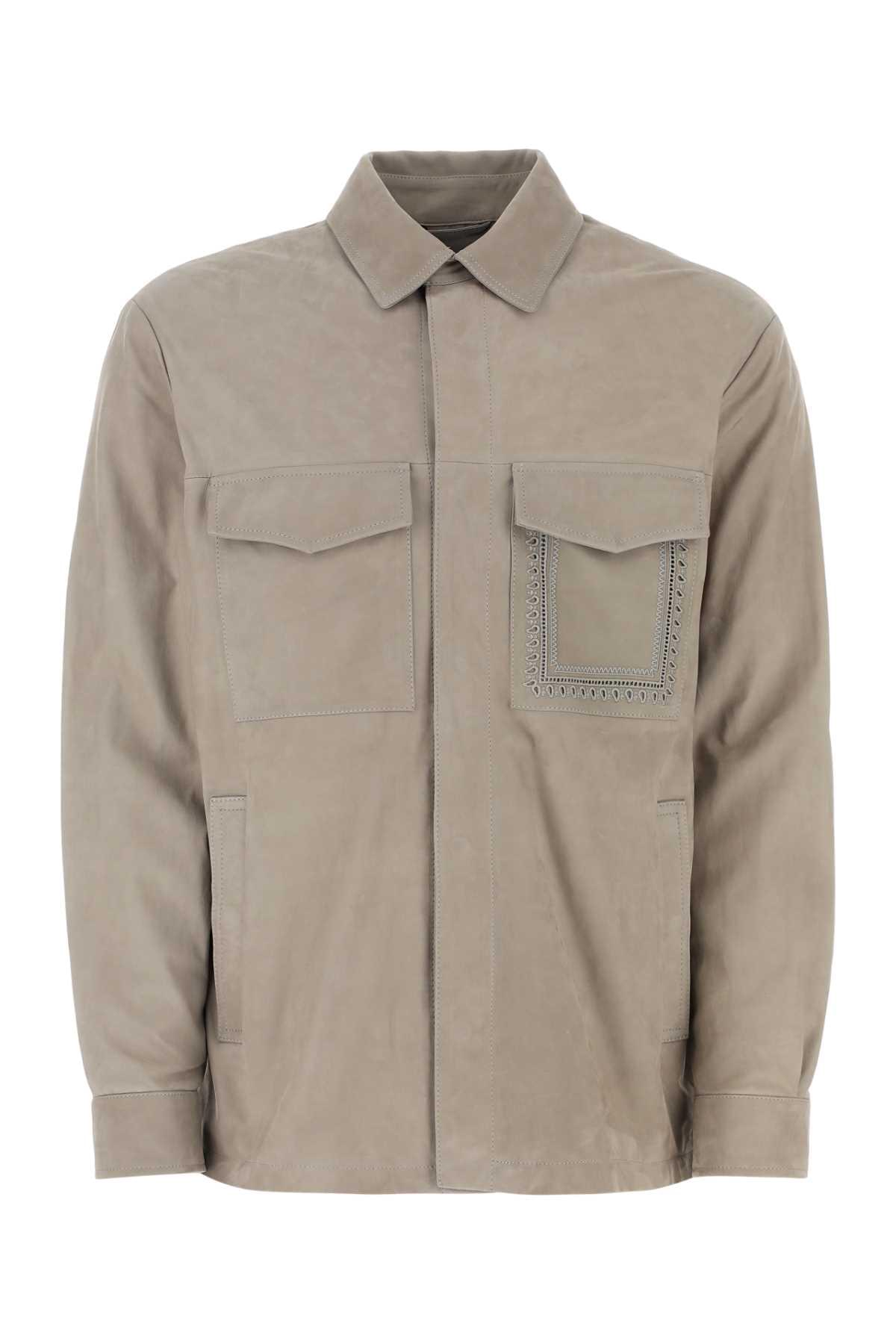 Etro Men Dove Grey Suede Shirt DestGlow