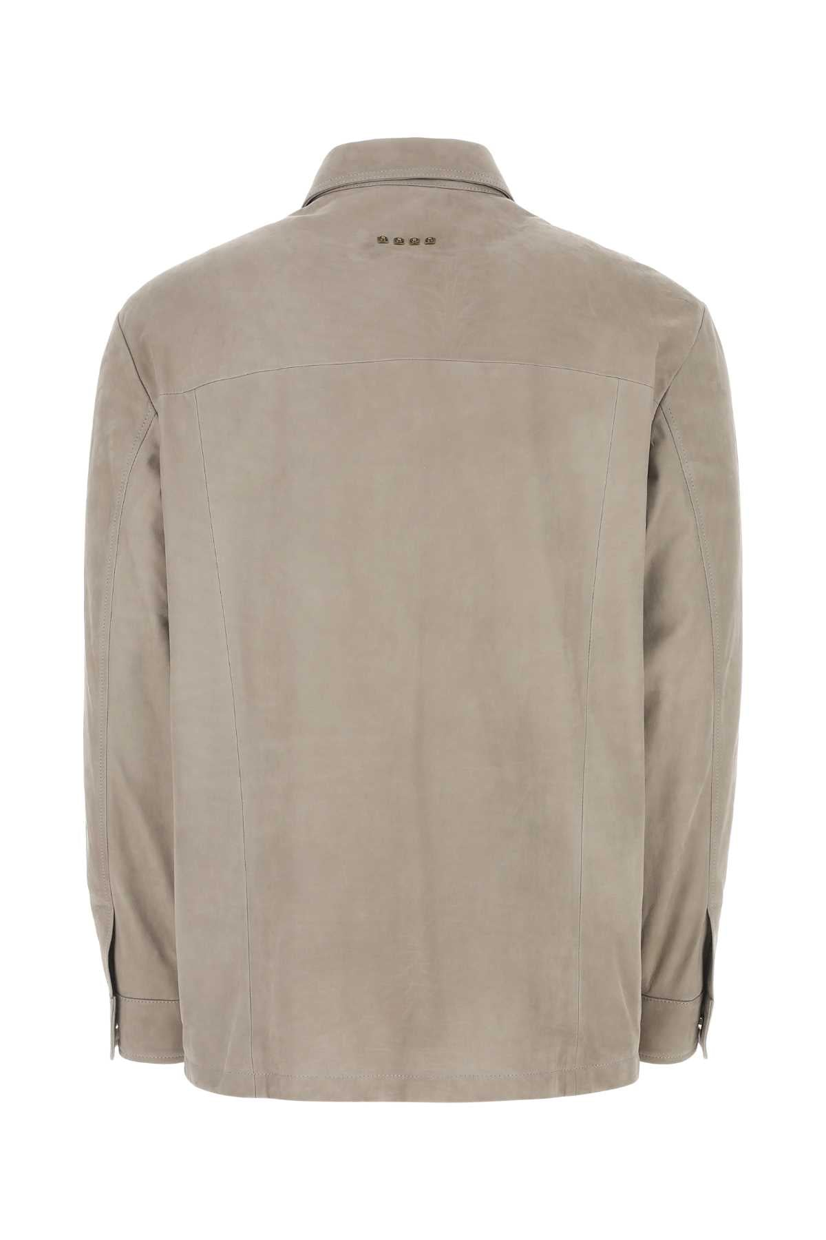 Etro Men Dove Grey Suede Shirt DestGlow