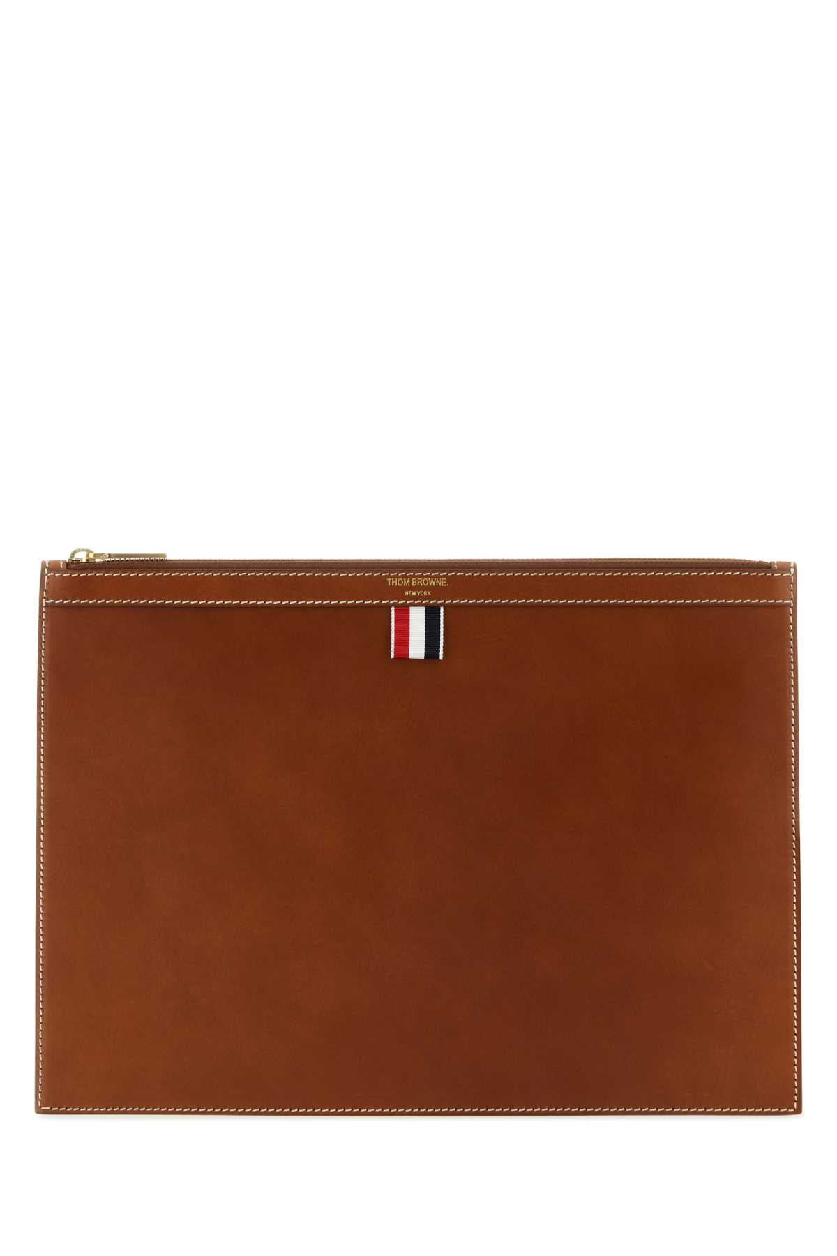 Thom Browne Men Brown Leather Document Case DestGlow