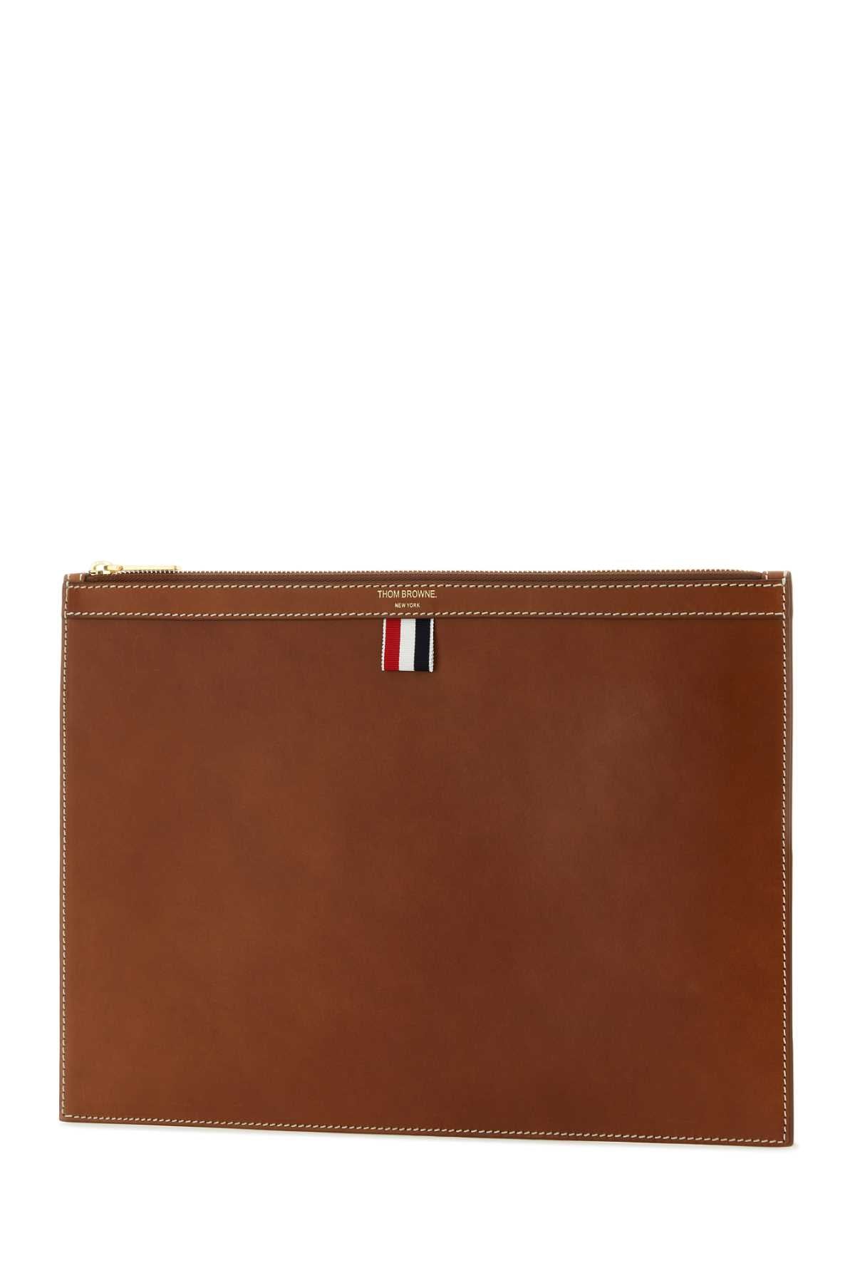 Thom Browne Men Brown Leather Document Case DestGlow