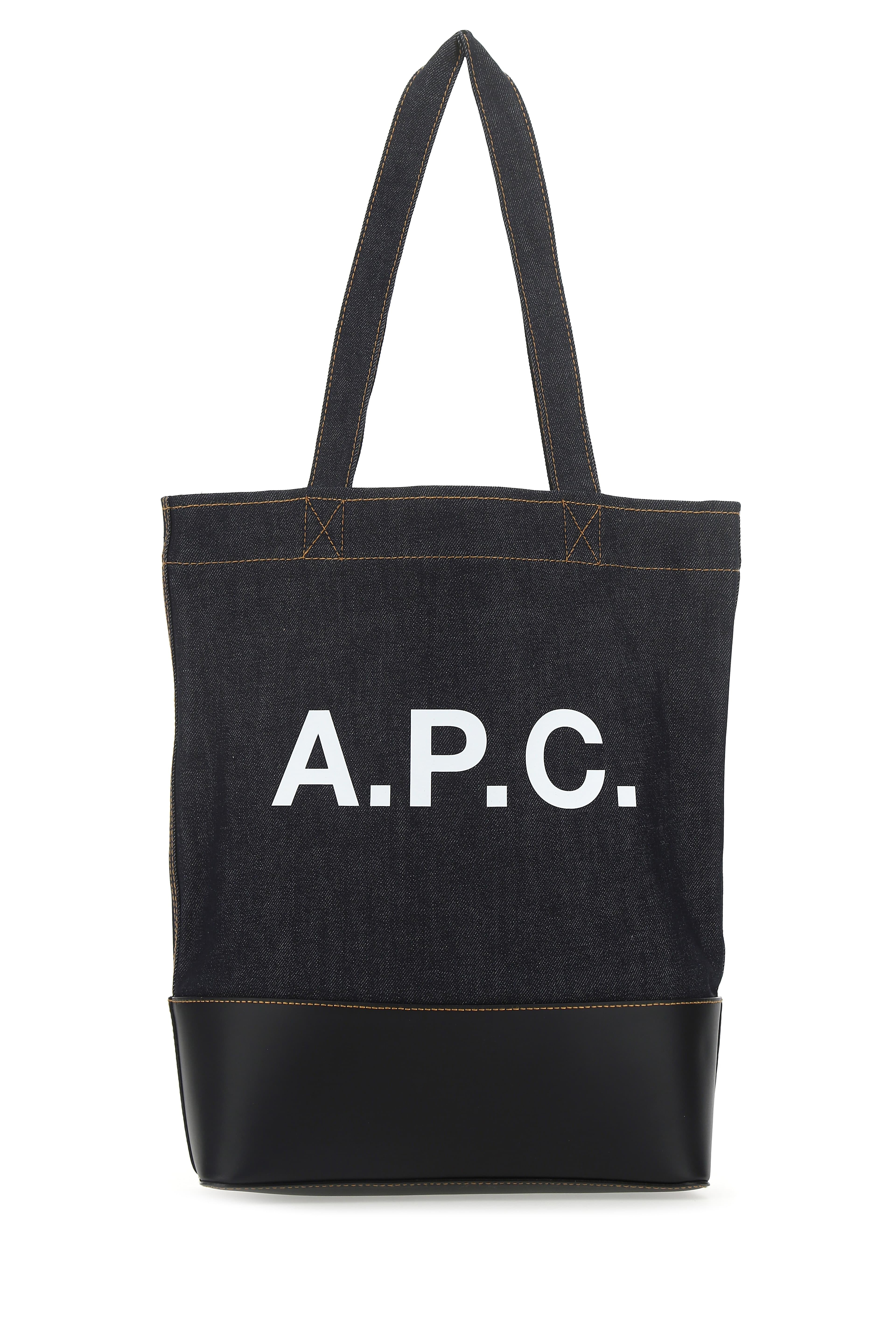 A.P.C. Men Blue Denim And Leather Shopping Bag DestGlow