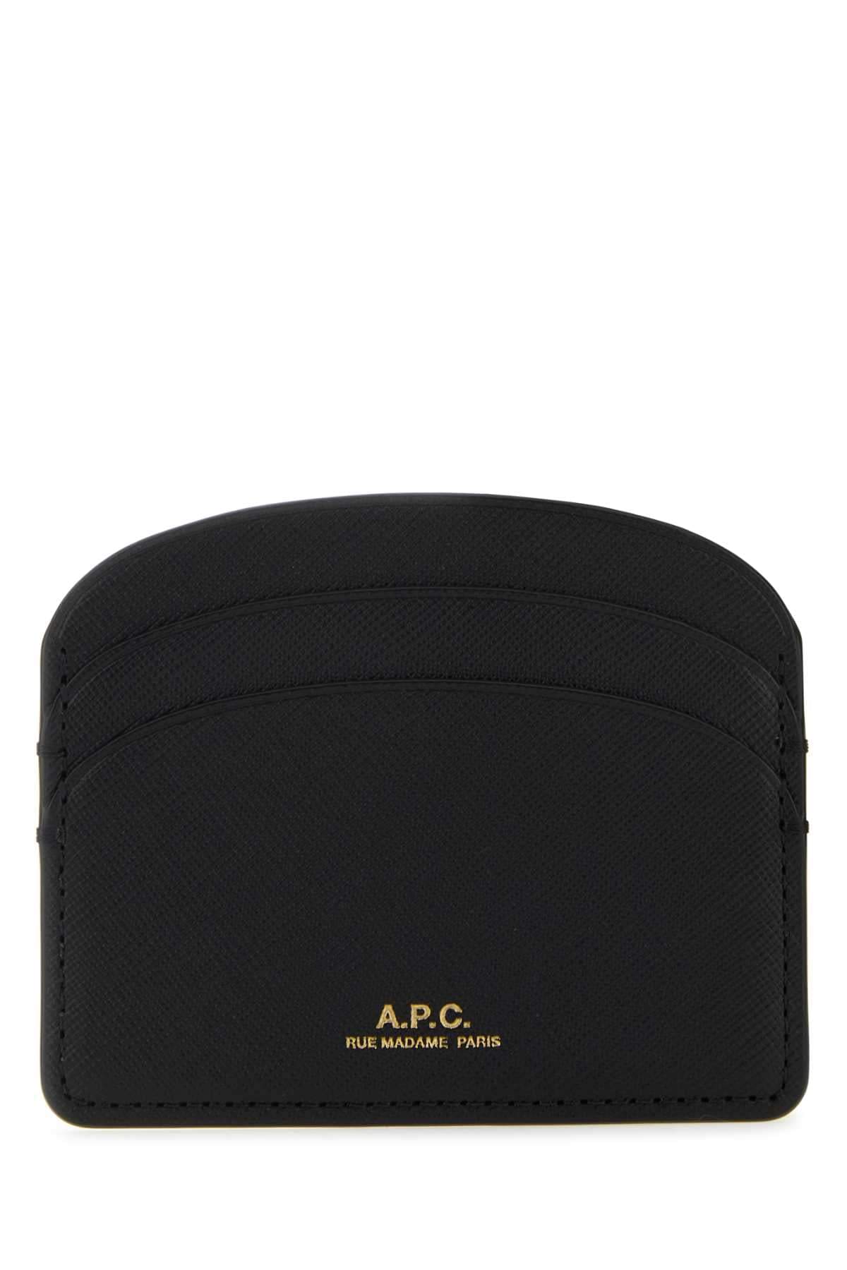 A.P.C. Women Black Leather Demi-Lune Card Holder DestGlow