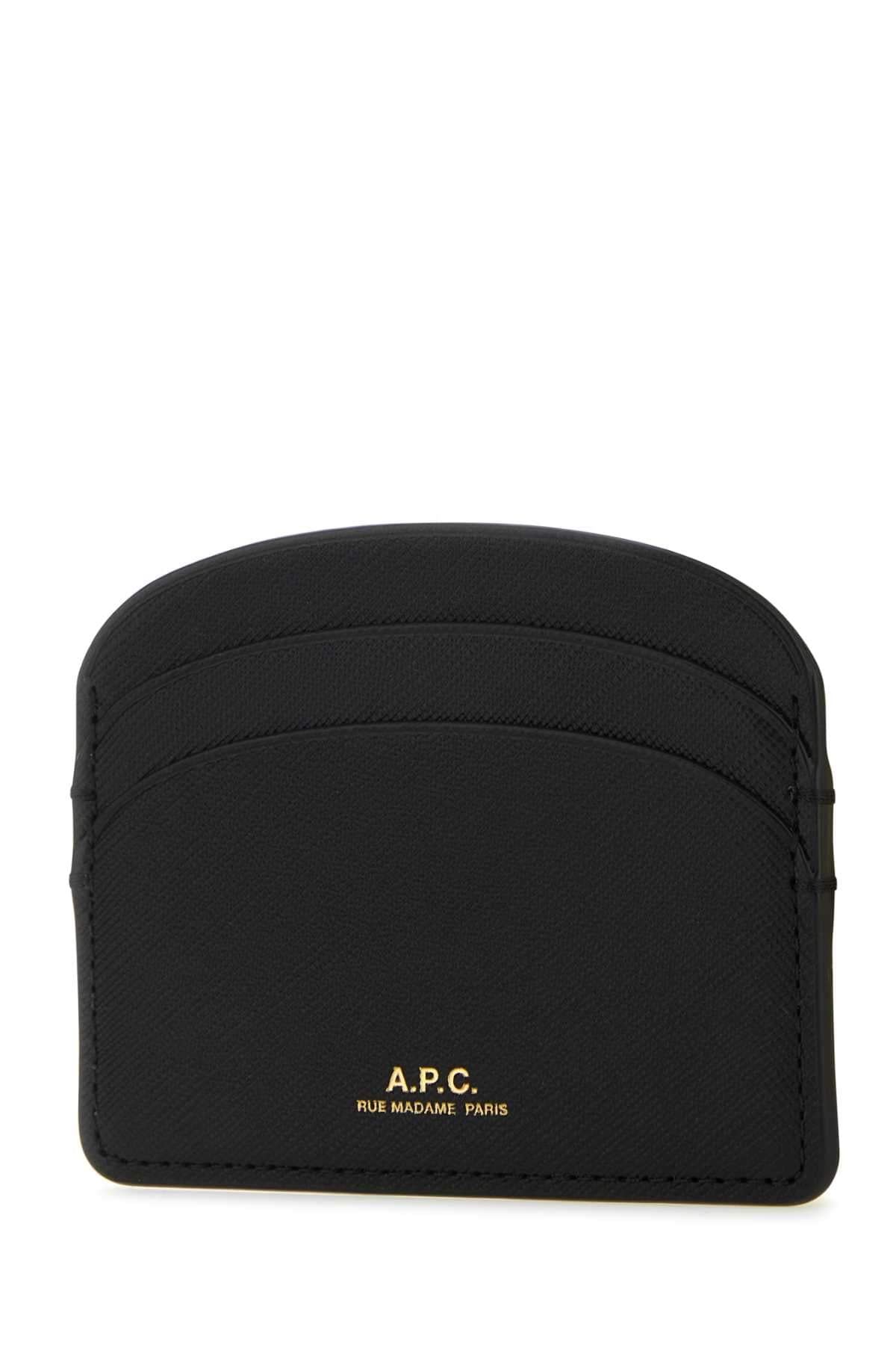 A.P.C. Women Black Leather Demi-Lune Card Holder DestGlow