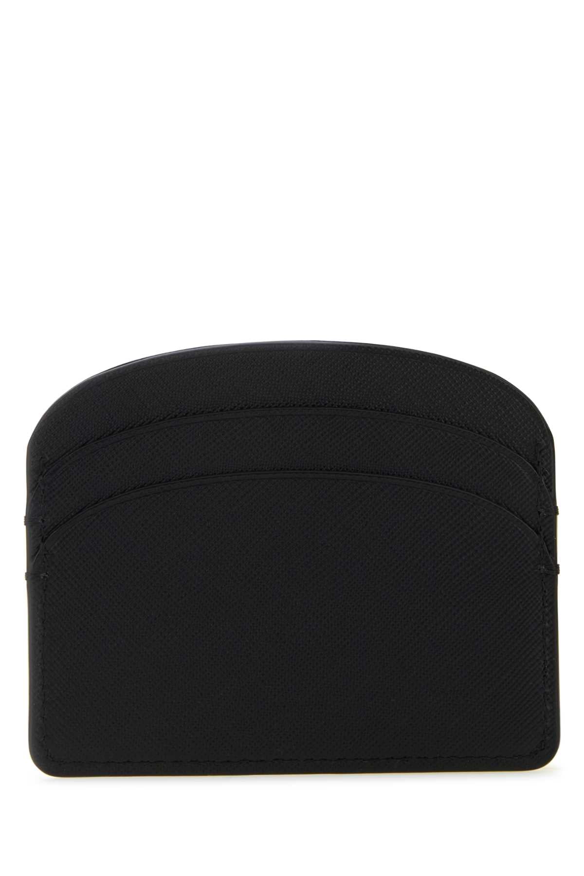 A.P.C. Women Black Leather Demi-Lune Card Holder DestGlow