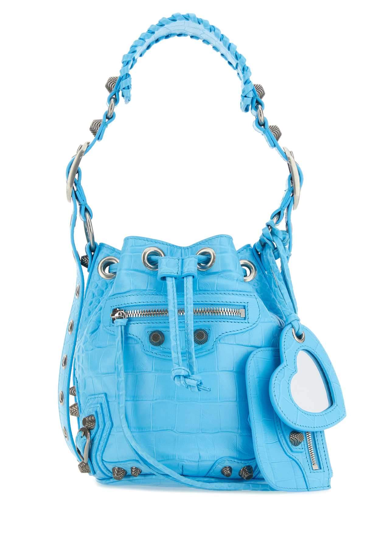 Balenciaga Women Light-Blue Leather Le Cagole Xs Bucket Bag DestGlow