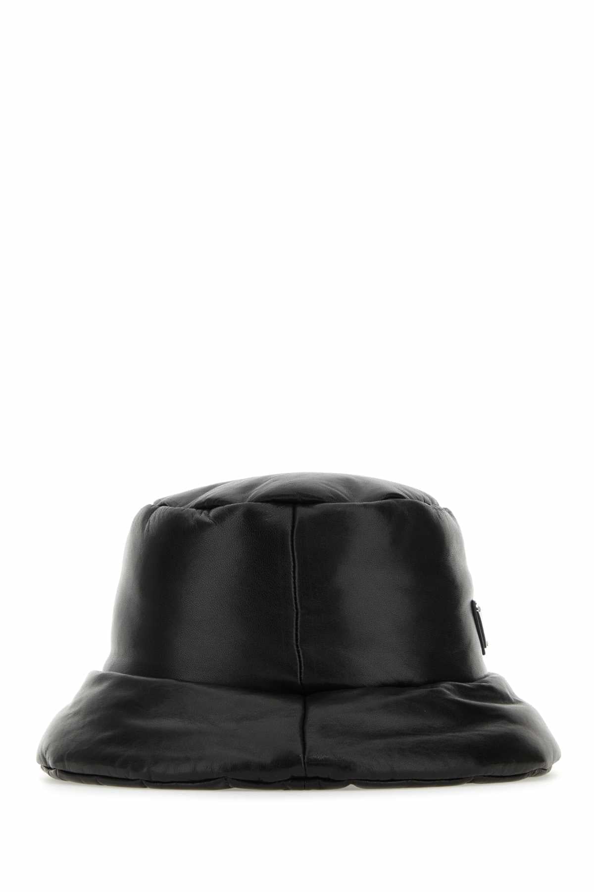 Prada Women Black Nappa Leather Padded Hat DestGlow