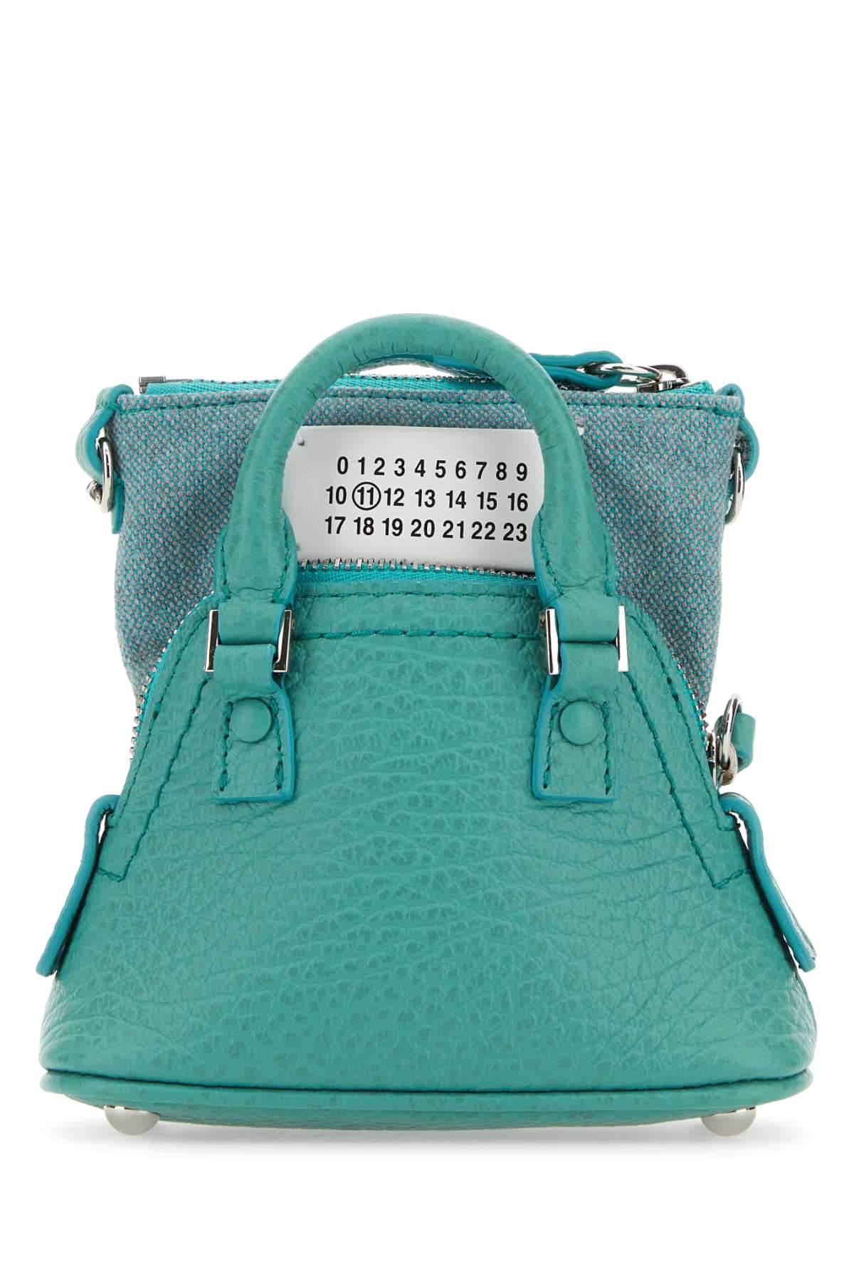 Maison Margiela Women Sea Green Leather And Fabric 5Ac Classique Baby Handbag DestGlow