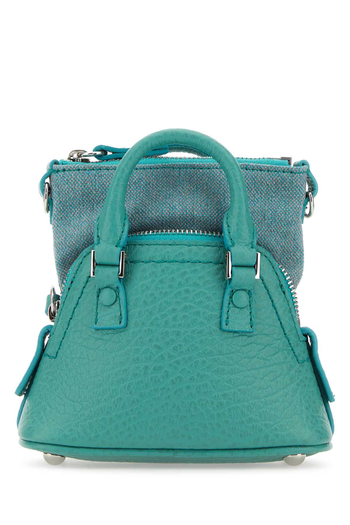 Maison Margiela Women Sea Green Leather And Fabric 5Ac Classique Baby Handbag DestGlow