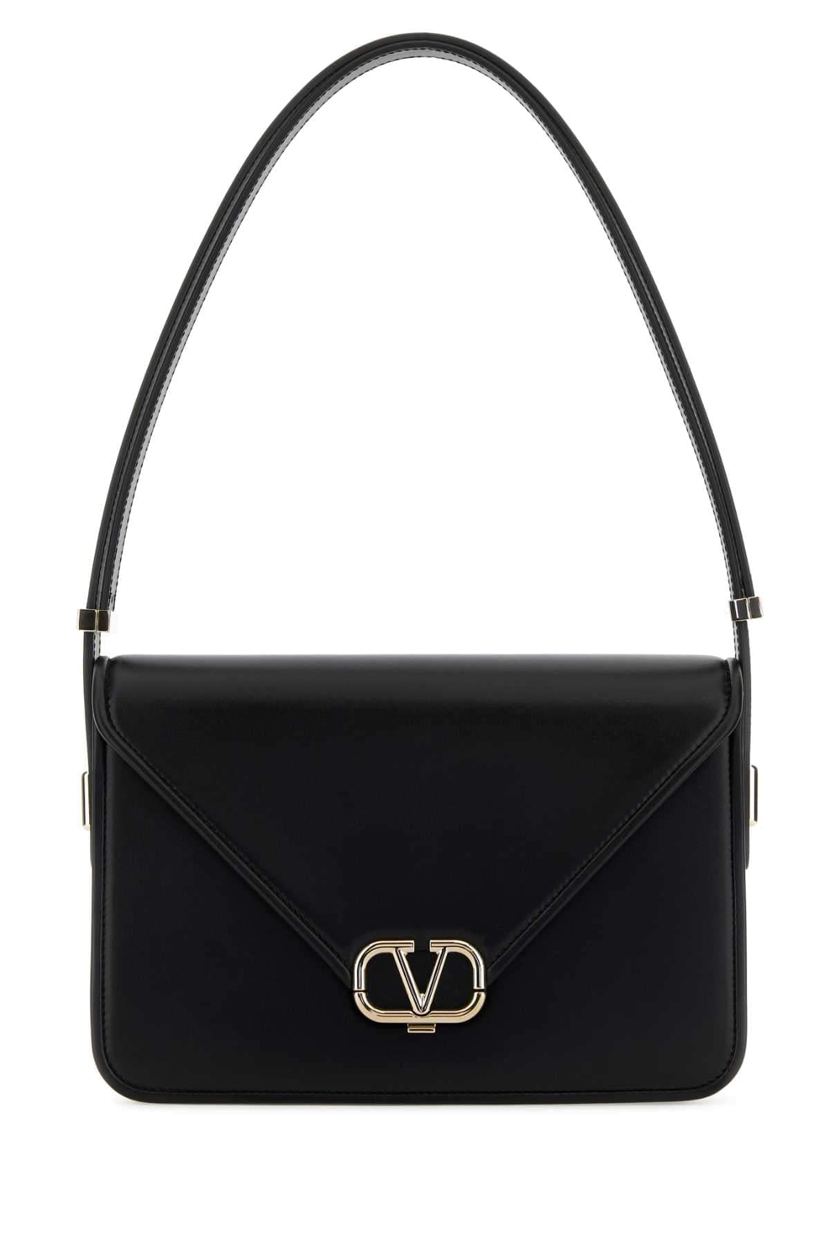 Valentino Garavani Women Black Leather Vlogo Shoulder Bag DestGlow
